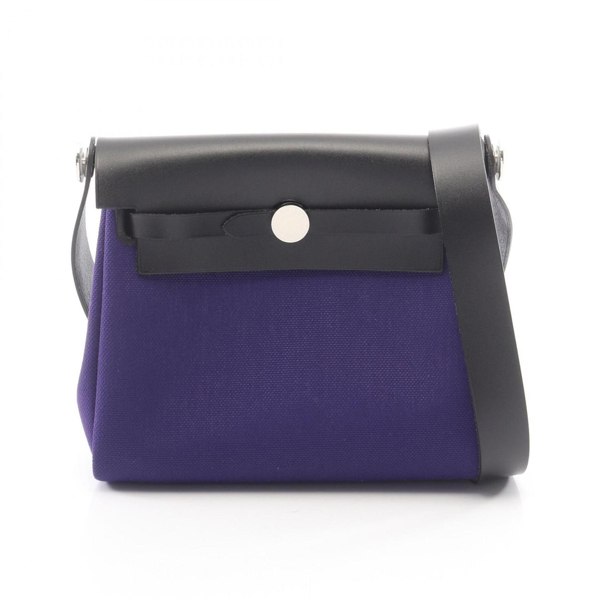Hermes Black Purple Canvas Leather Handbag Shoulder Bag (Pre-Owned)