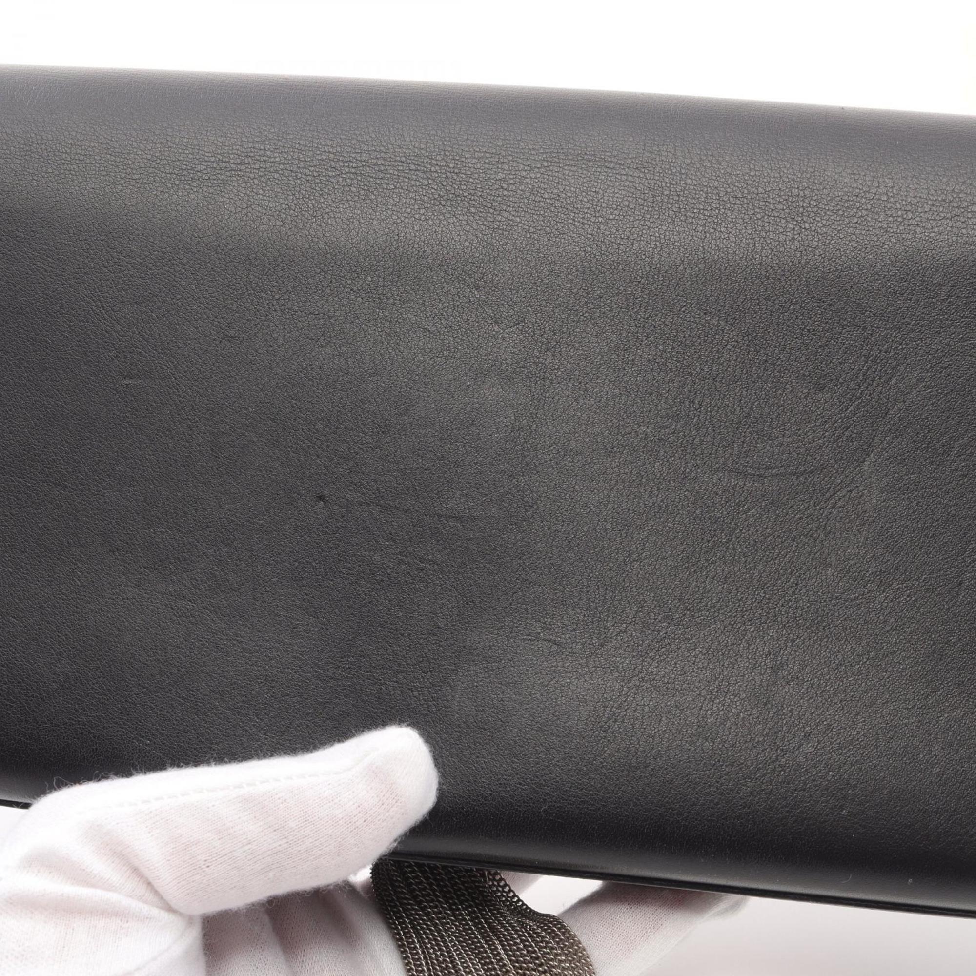 Saint Laurent Black Pink Red Color Leather Clutch Bag (Pre-Owned)