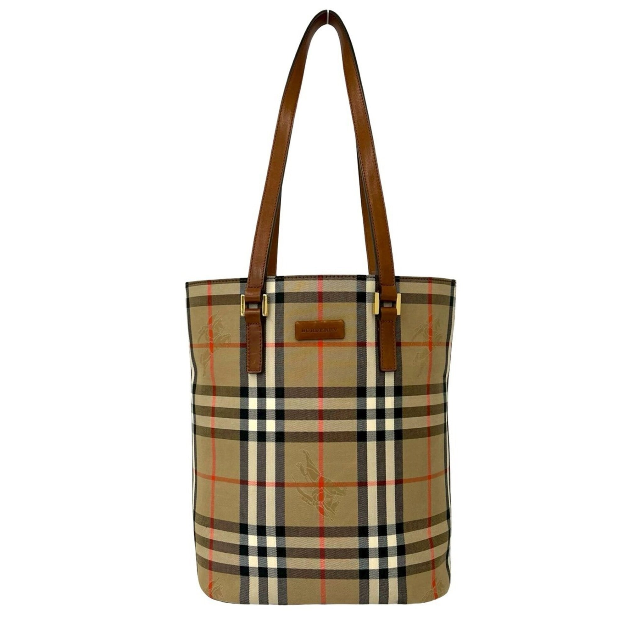 Burberry Beige Brown Canvas Leather Tote Bag (Pre-Owned)