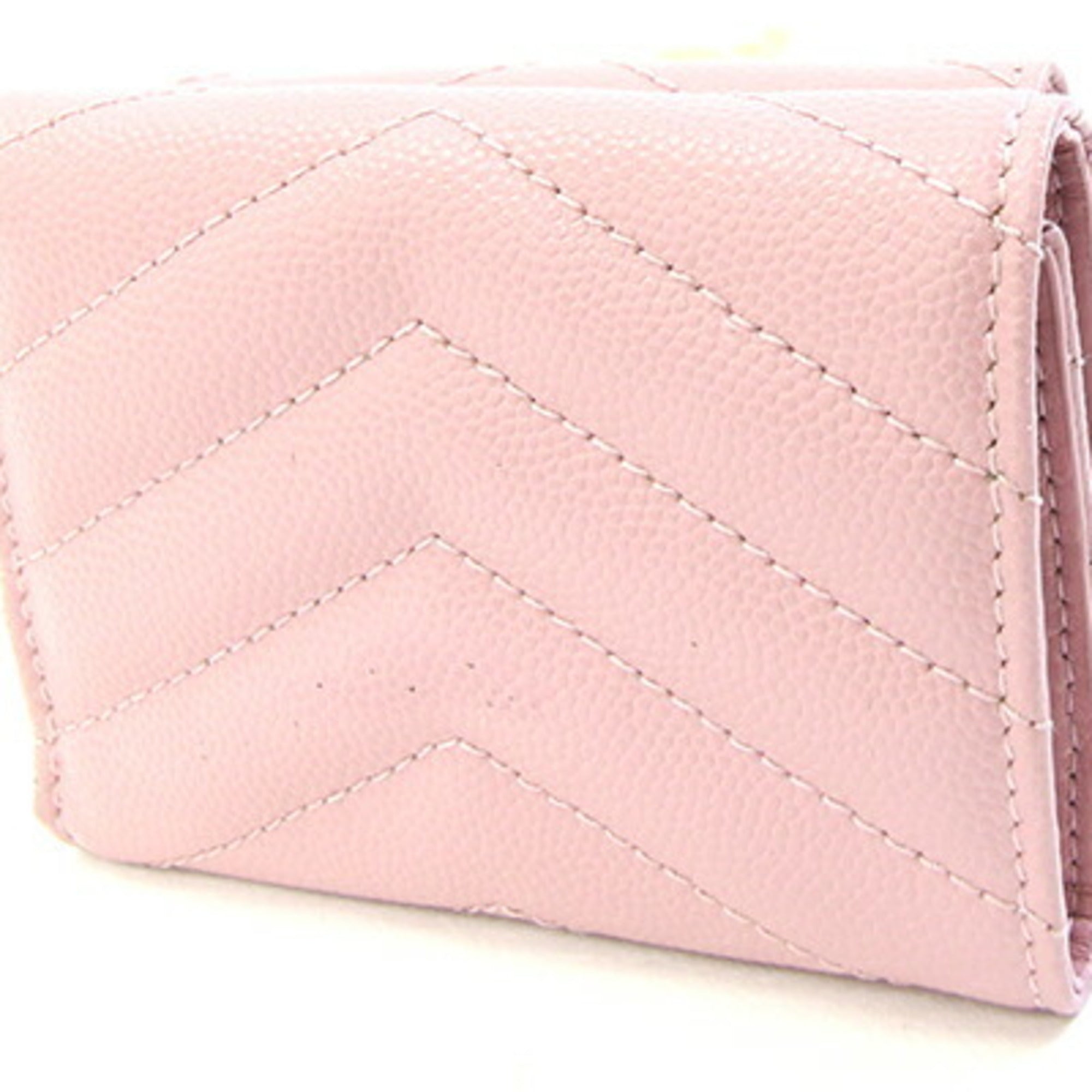 Saint Laurent Black Pink Leather Wallet (Tri-Fold) (Pre-Owned)