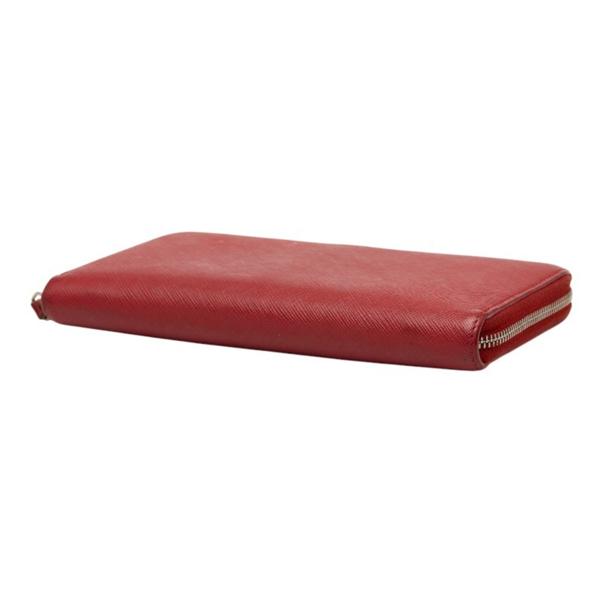 Celine Red Color Leather Long Wallet (Bi-Fold) (Pre-Owned)