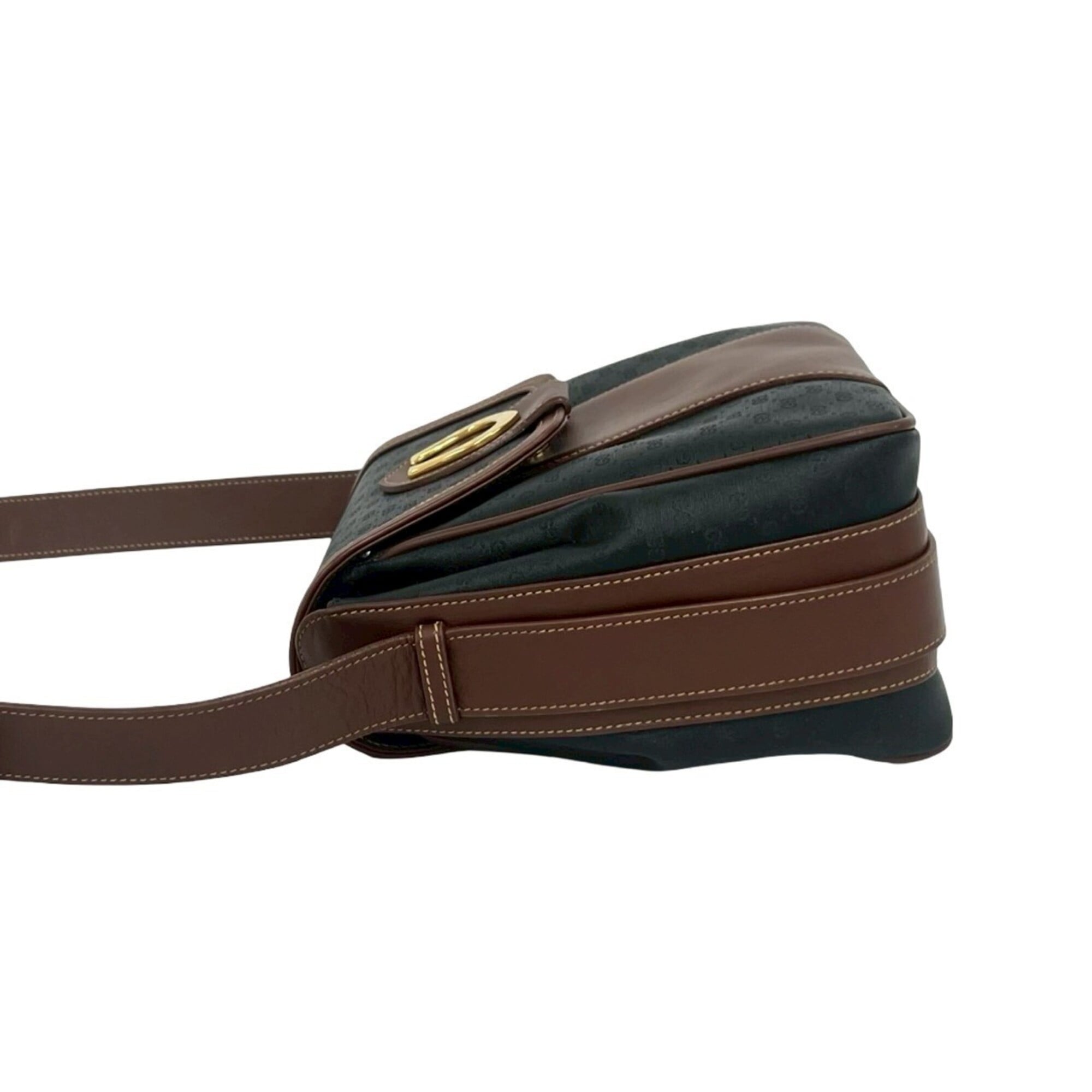 Gucci Black Brown Leather Pvc Shoulder Bag (Pre-Owned)