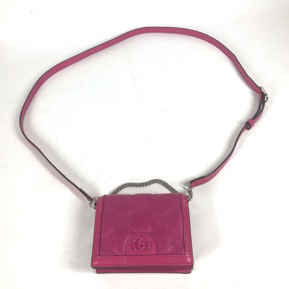 Gucci Pink Leather Nylon Pochette Shoulder Bag (Pre-Owned)