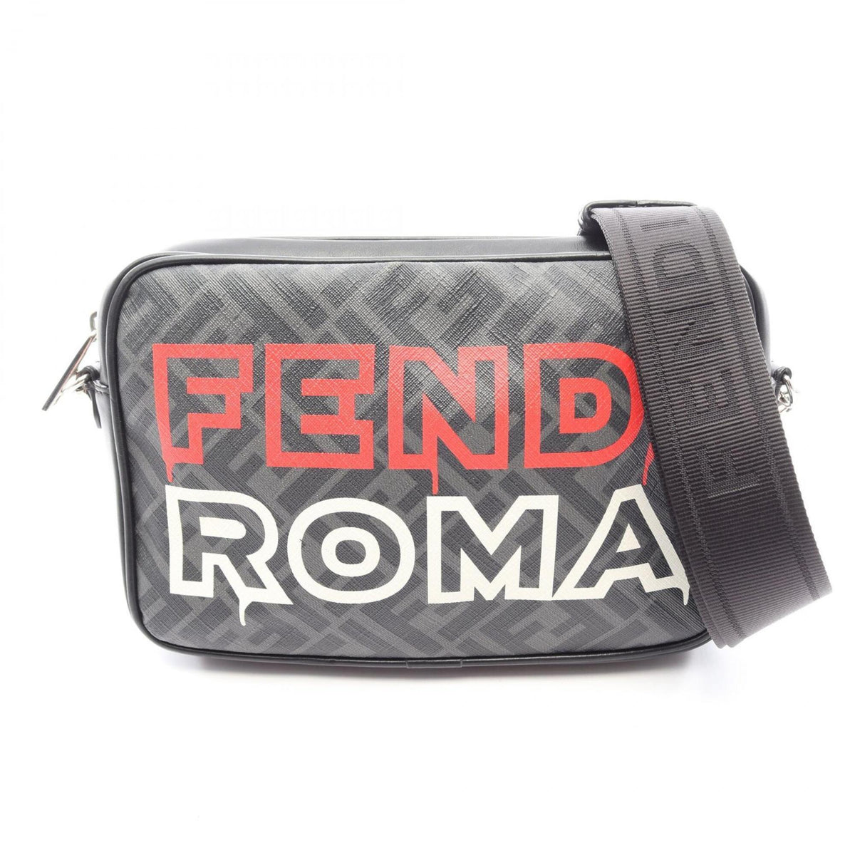 Fendi Black Gray Multi-Color Coated Canvas Leather Handbag Shoulder Bag (Pre-Owned)