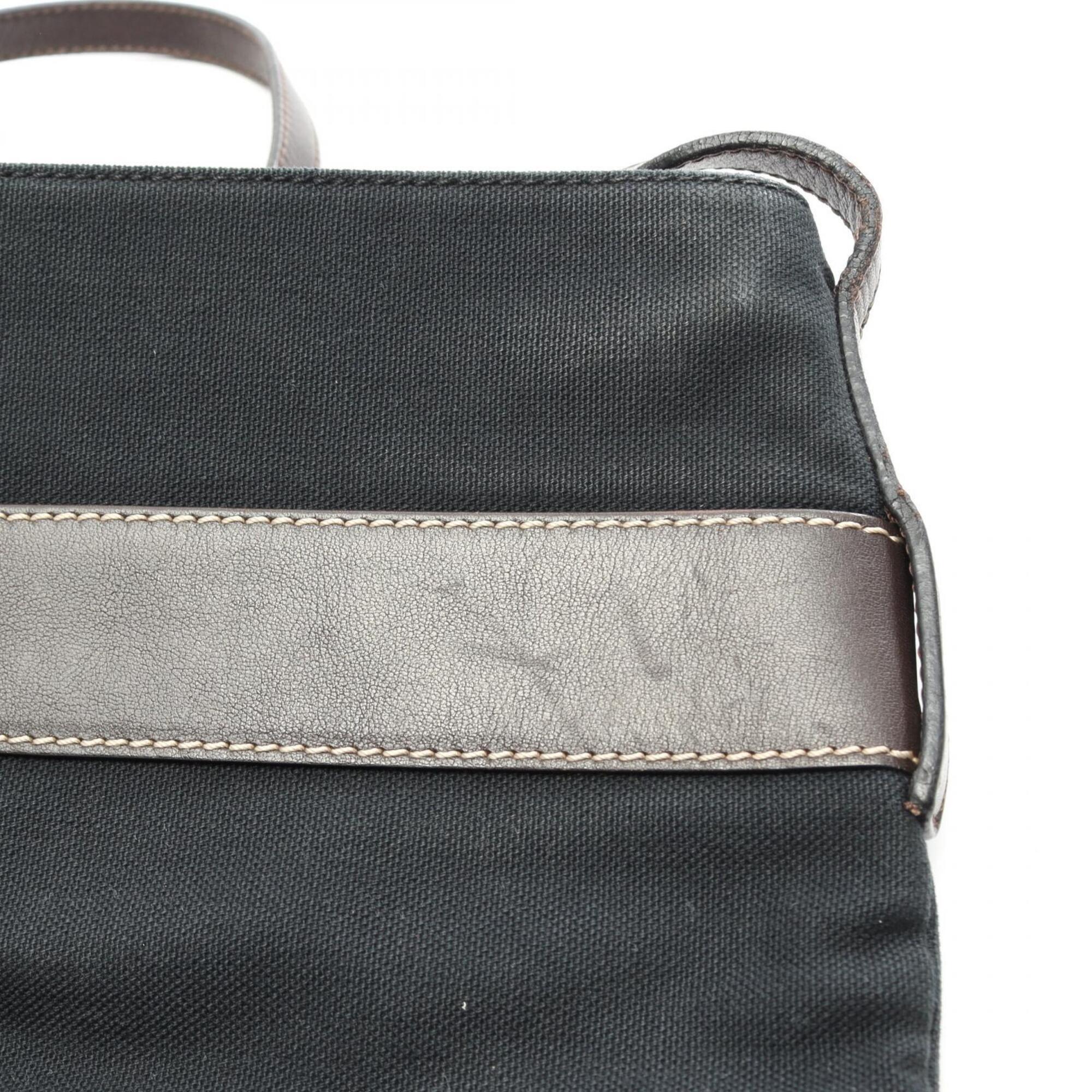 Loewe Brown Green Canvas Leather Handbag Shoulder Bag (Pre-Owned)