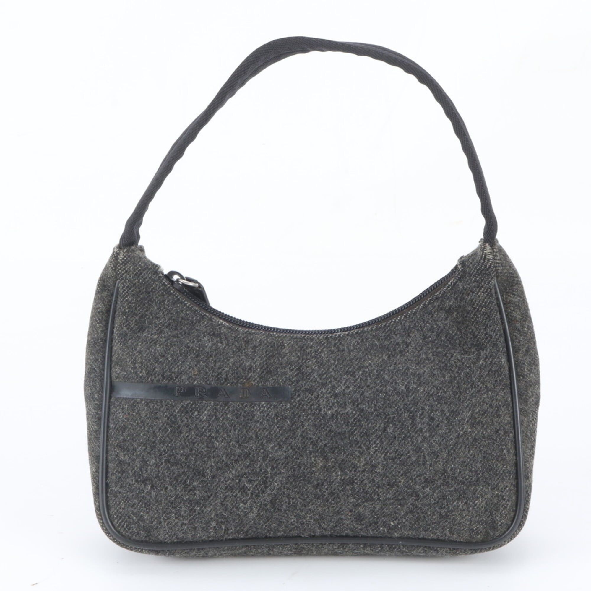 Prada Black Leather Canvas Handbag (Pre-Owned)