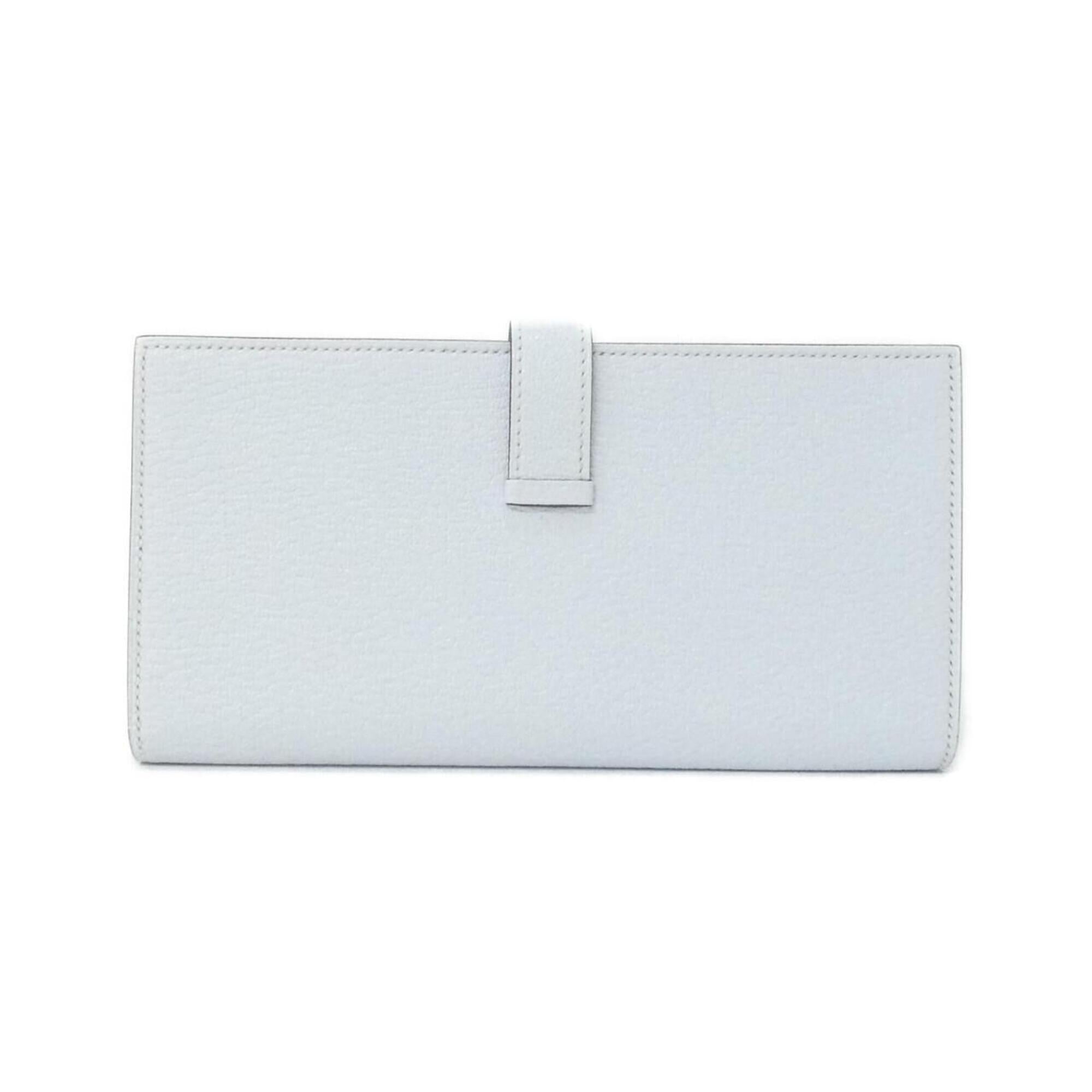 Hermes Blue Light Blue Chevre Leather Long Wallet (Bi-Fold) (Pre-Owned)