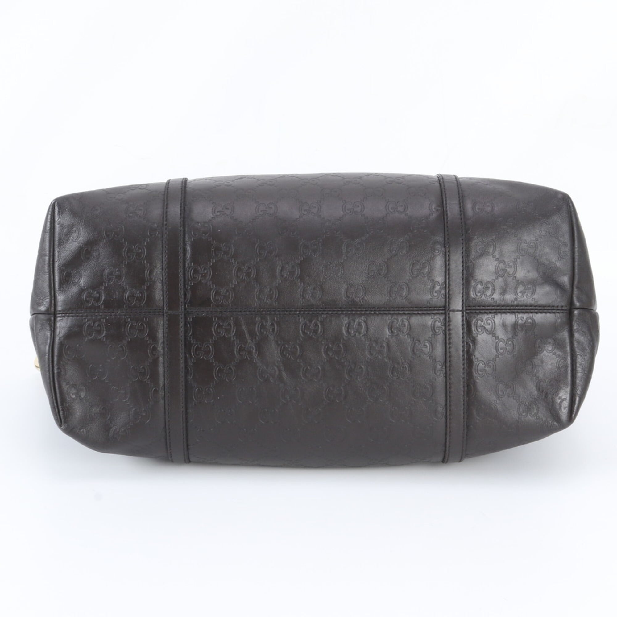 Gucci Black Brown Leather Handbag Shoulder Bag Tote Bag (Pre-Owned)