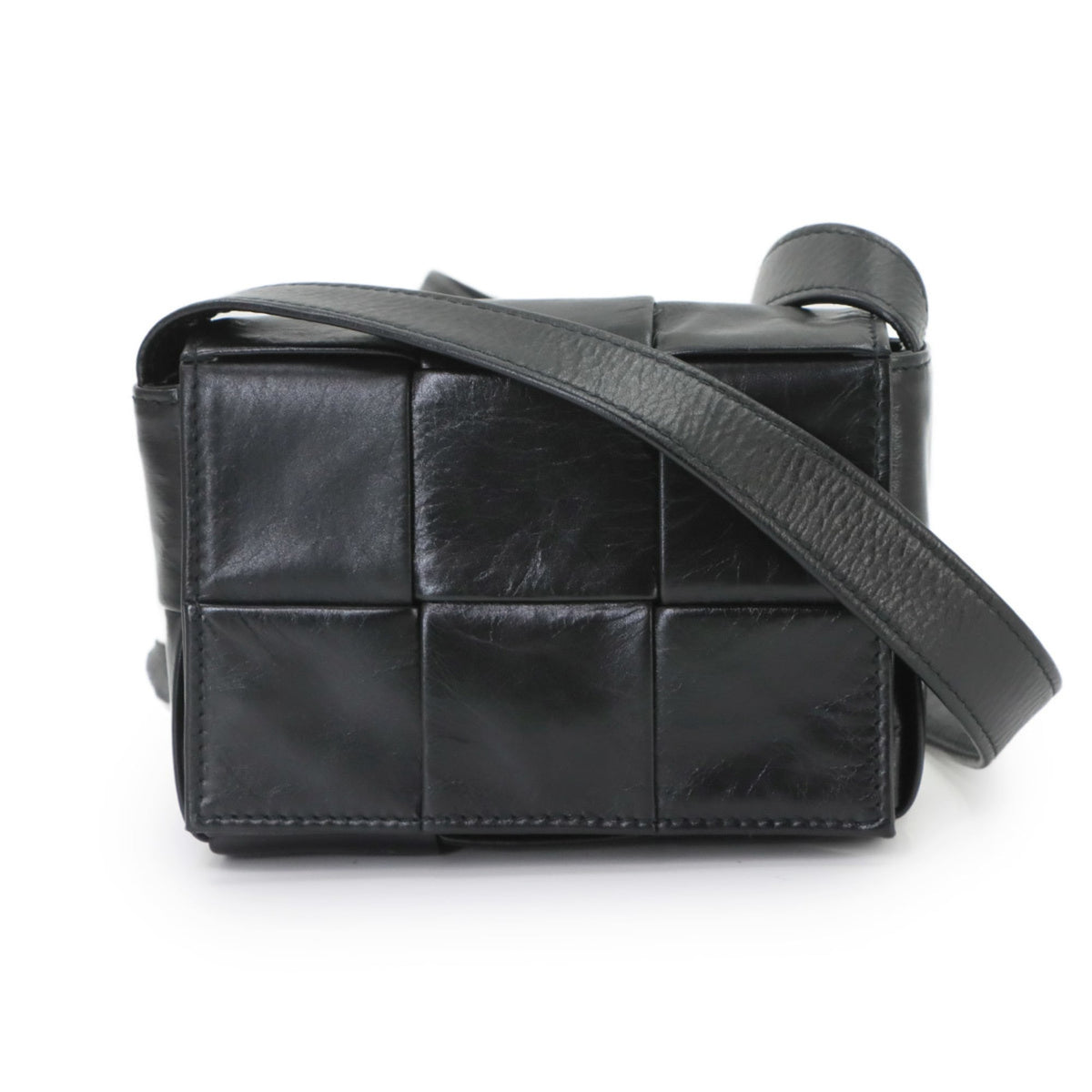 Bottega Veneta Black Leather Handbag Shoulder Bag (Pre-Owned)