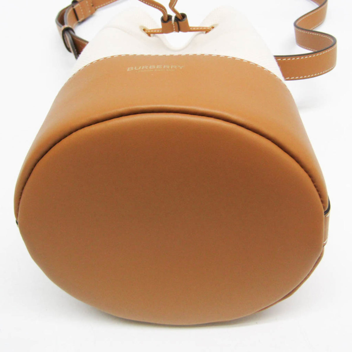 Burberry Brown Light Beige Cotton Canvas Leather Shoulder Bag (Pre-Owned)