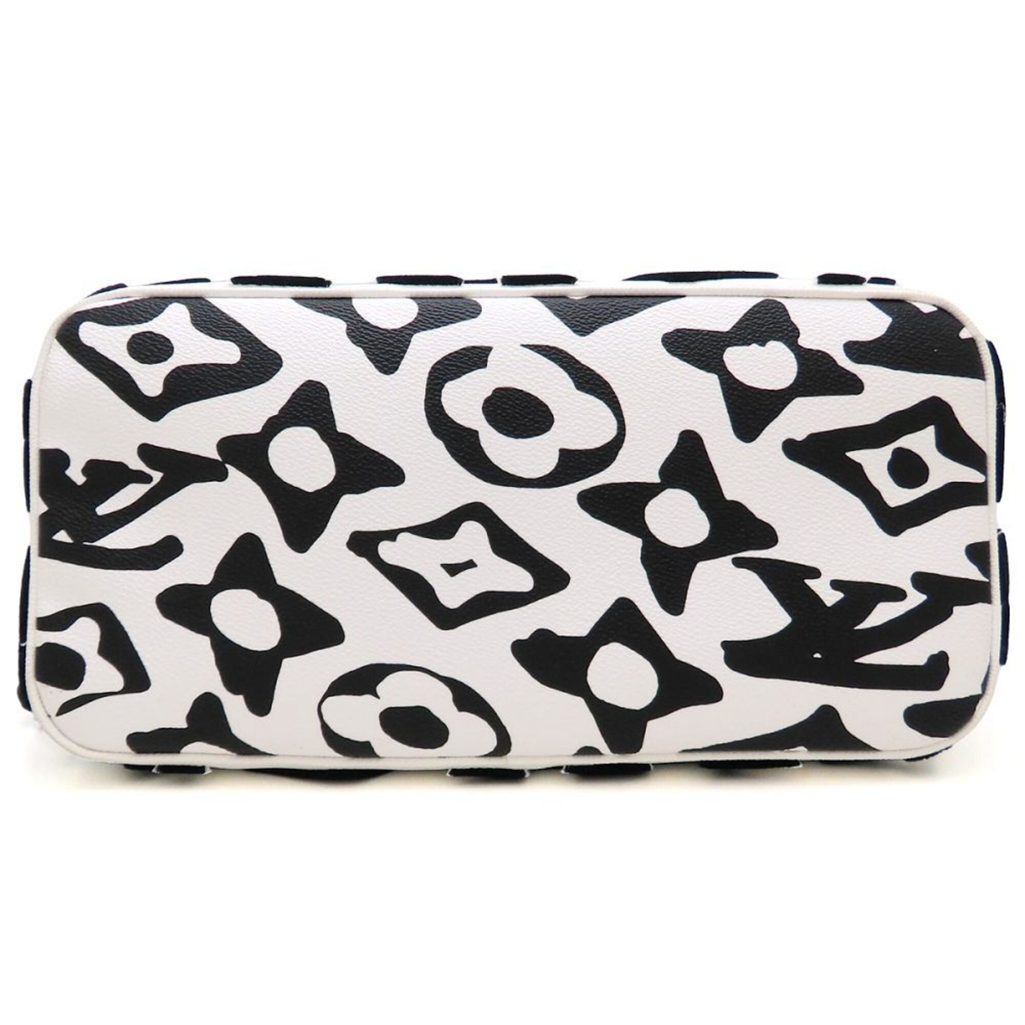 Louis Vuitton Black White Coated Canvas Monogram Pouch Tote Bag (Pre-Owned)