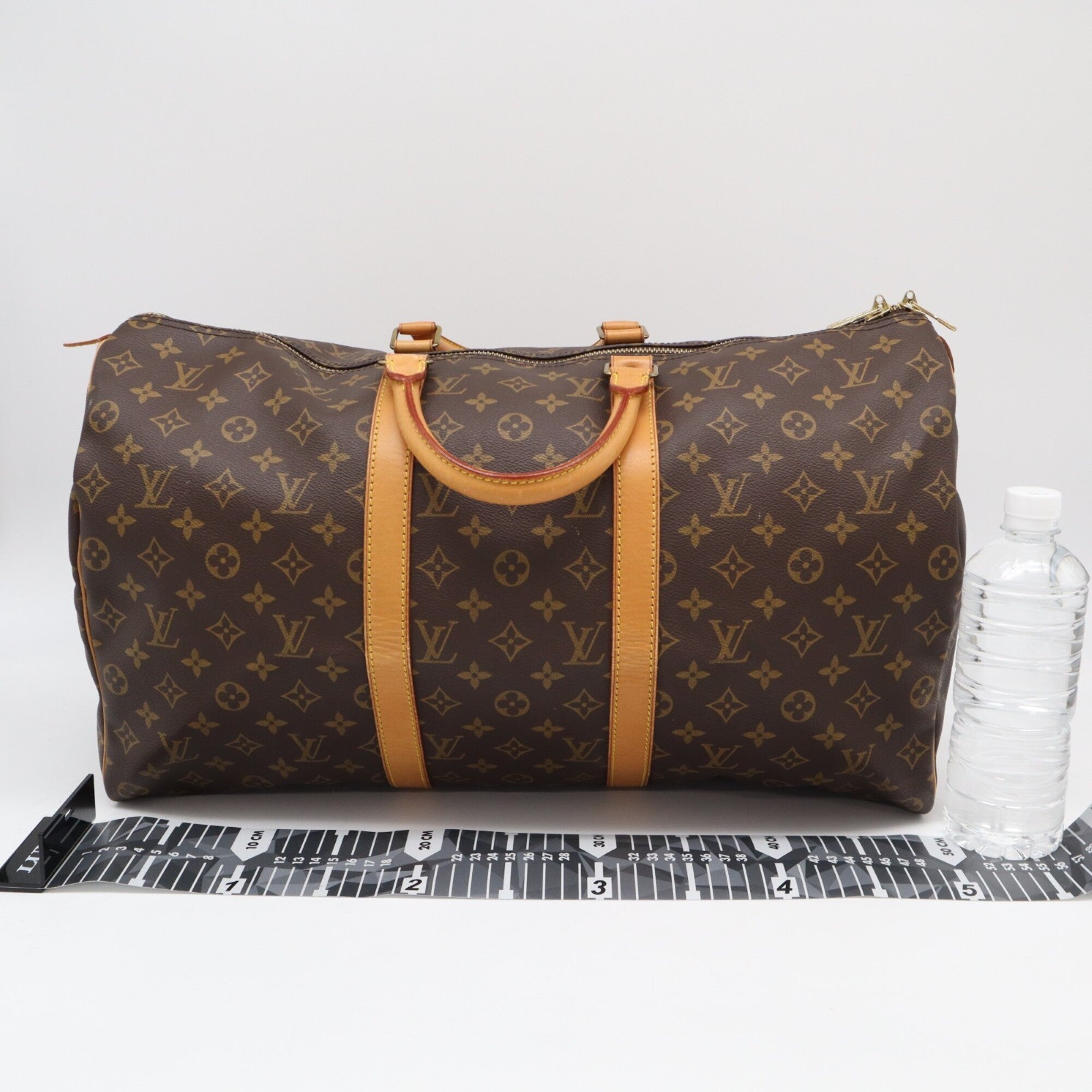 Louis Vuitton Beige Brown Monogram Leather Coated Canvas Boston Bag Handbag (Pre-Owned)
