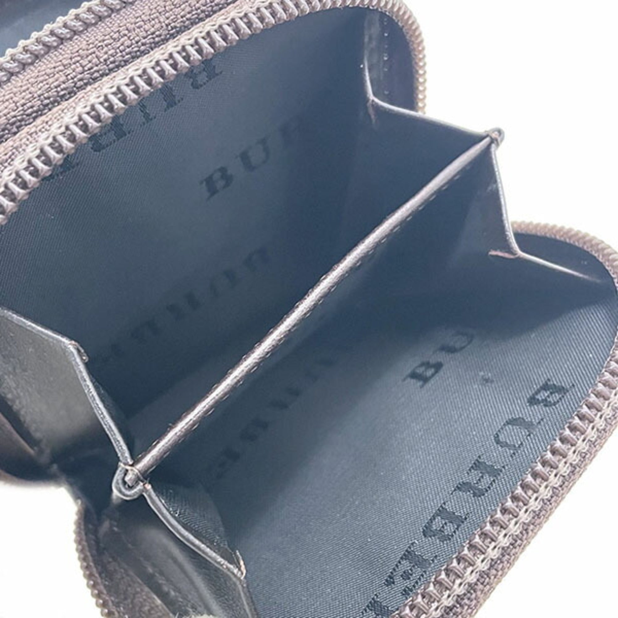 Burberry Beige Dark Brown Nylon Leather Coin Purse/Coin Case (Pre-Owned)