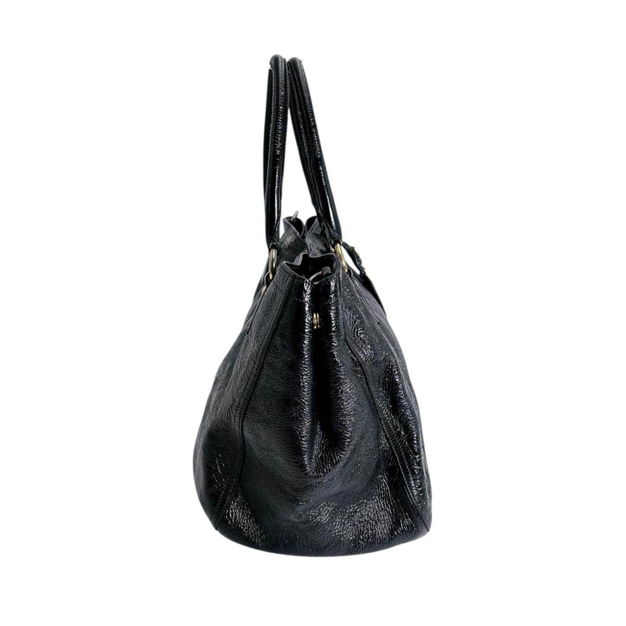 Prada Black Patent Leather Shoulder Bag Tote Bag (Pre-Owned)