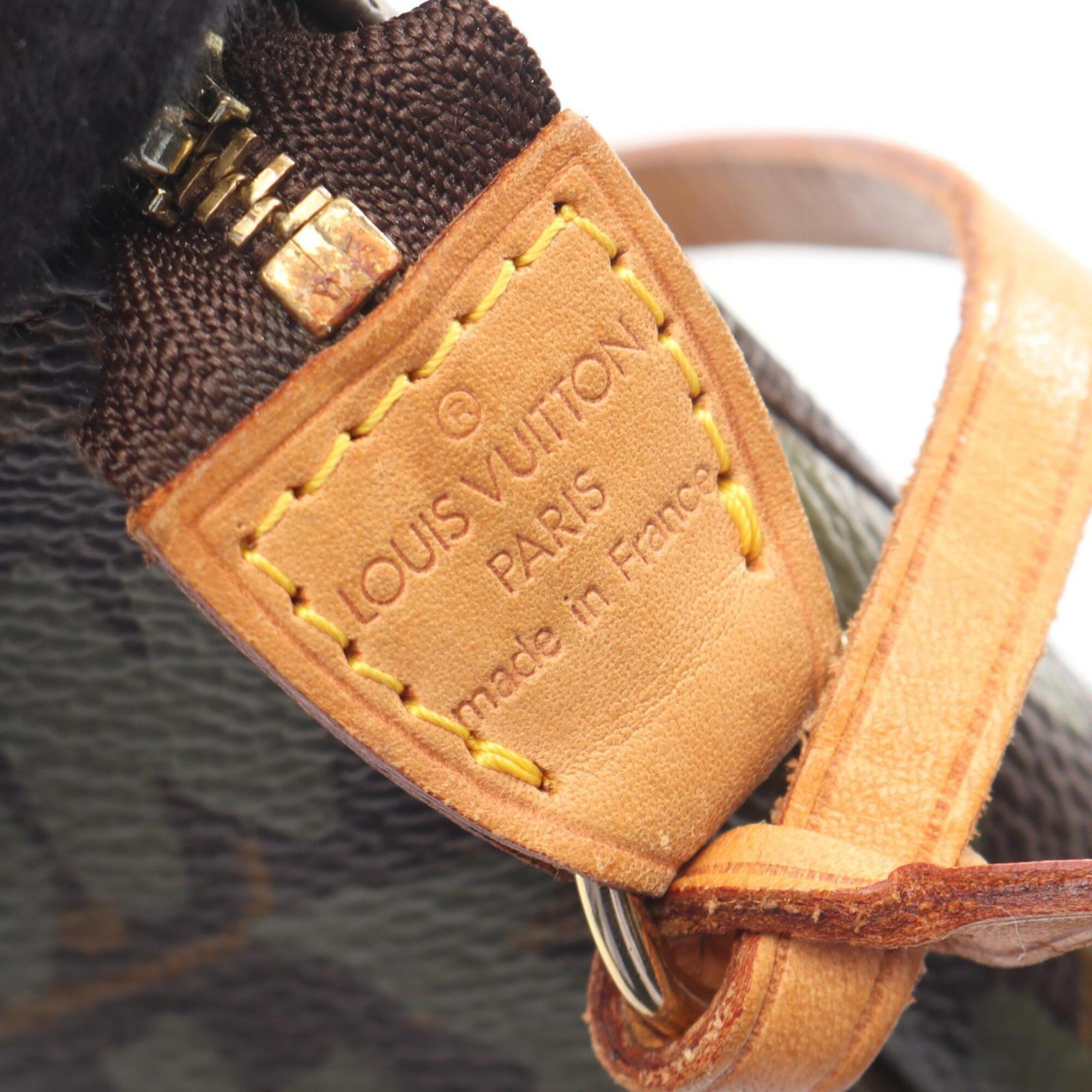 Louis Vuitton Brown Khaki Coated Canvas Leather Handbag Pochette (Pre-Owned)