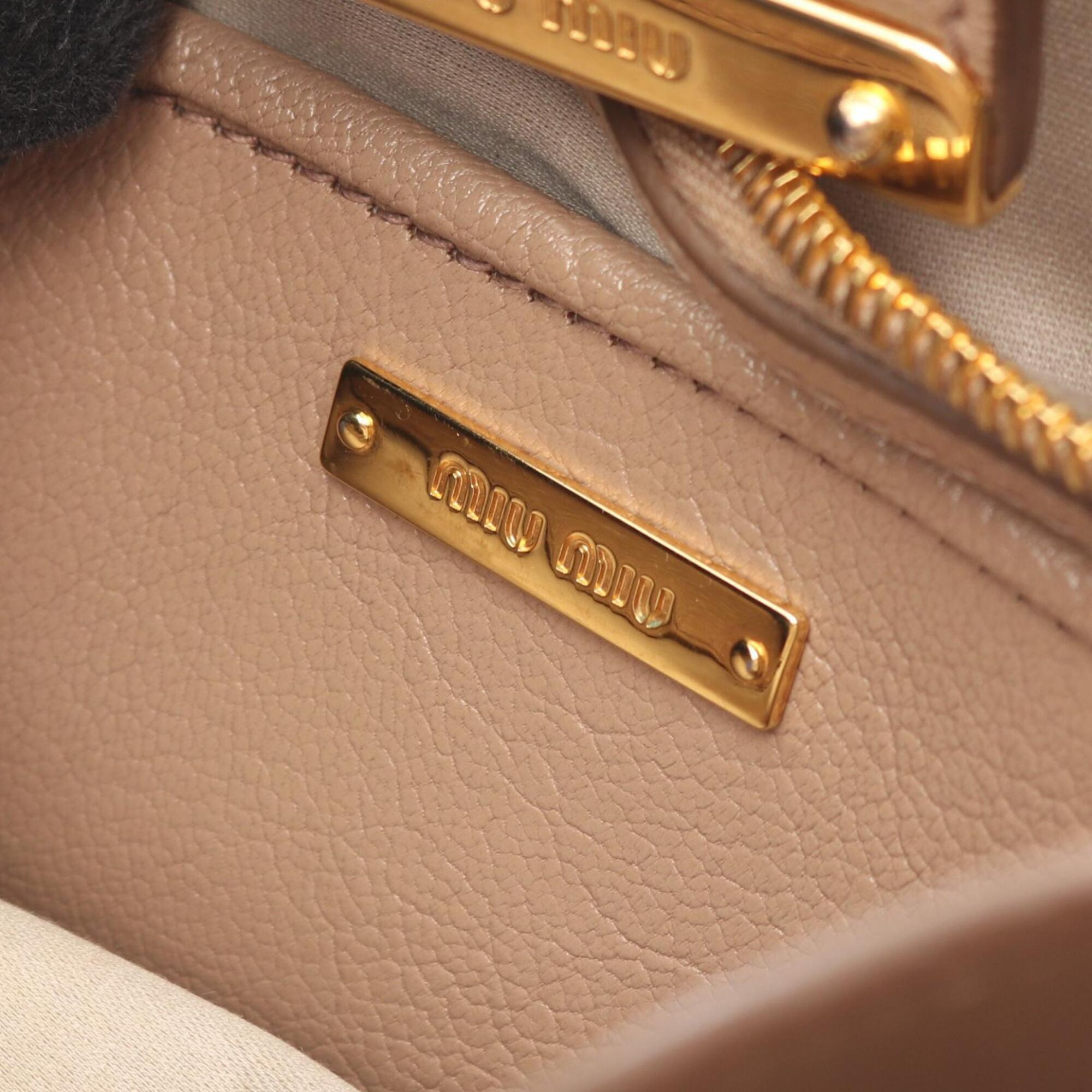 Miu Miu Beige Brown Leather Handbag Tote Bag (Pre-Owned)