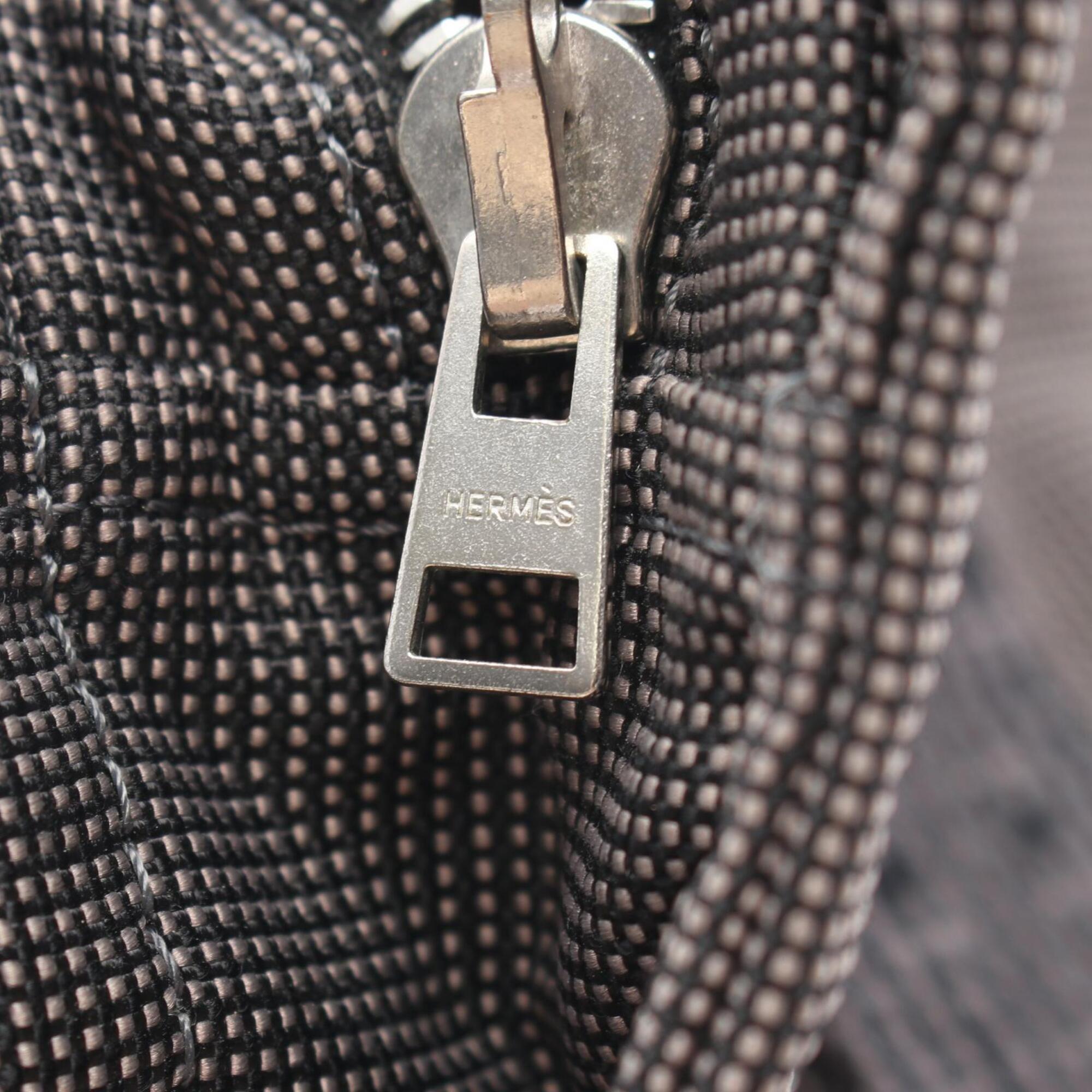 Hermes Gray Nylon Canvas Handbag Tote Bag (Pre-Owned)