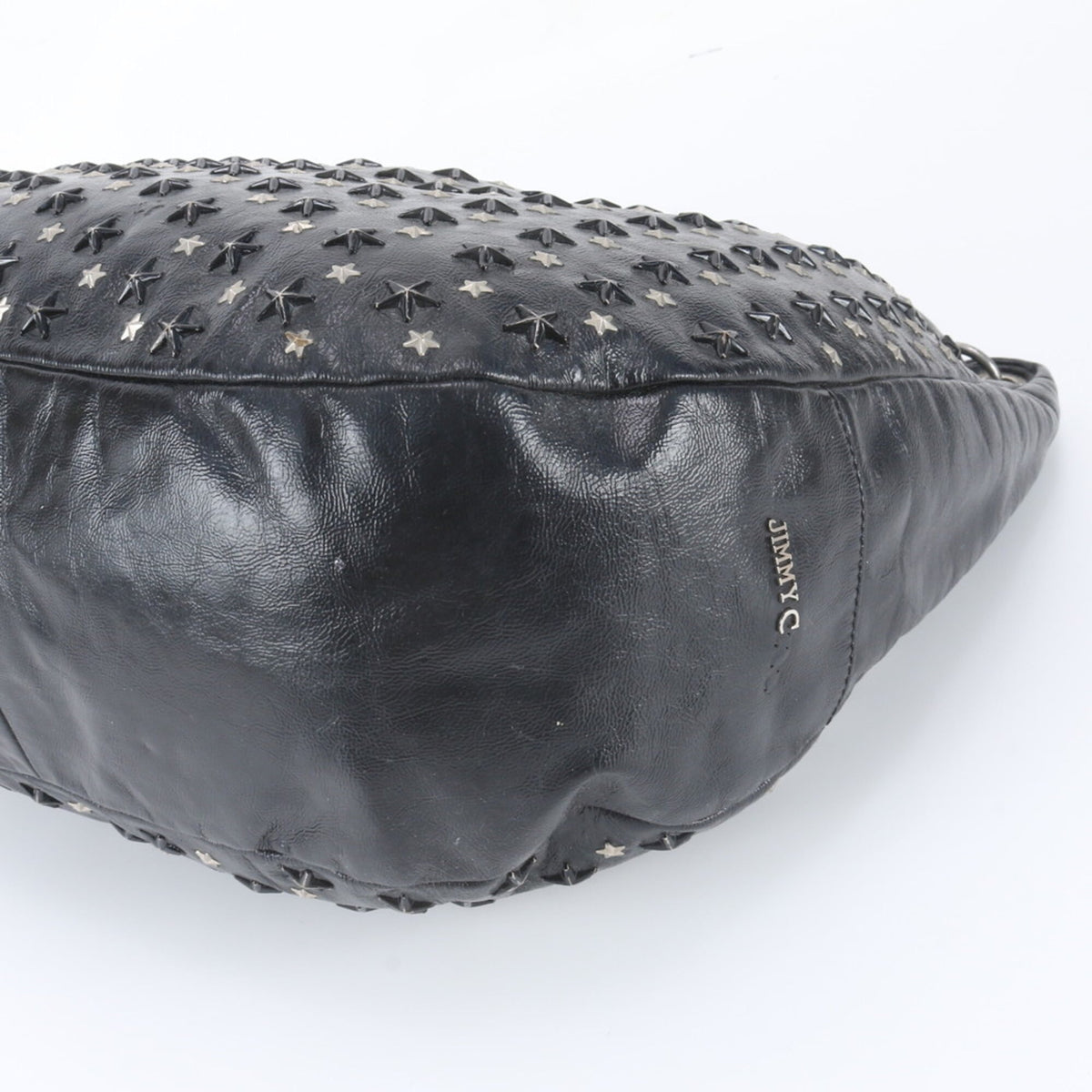Jimmy Choo Black Silver Leather Shoulder Bag (Pre-Owned)