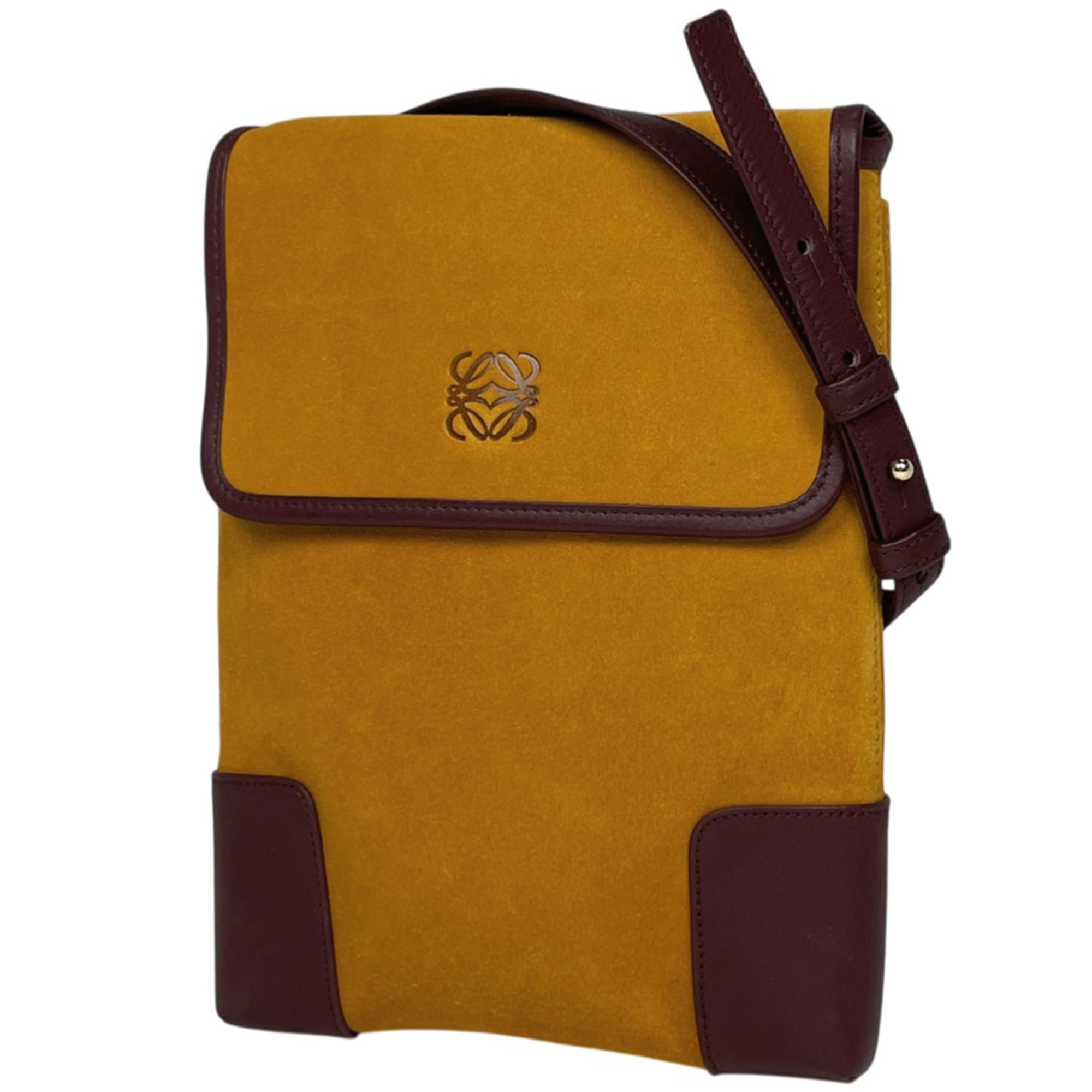 Loewe Bordeaux Yellow Suede Leather Shoulder Bag (Pre-Owned)