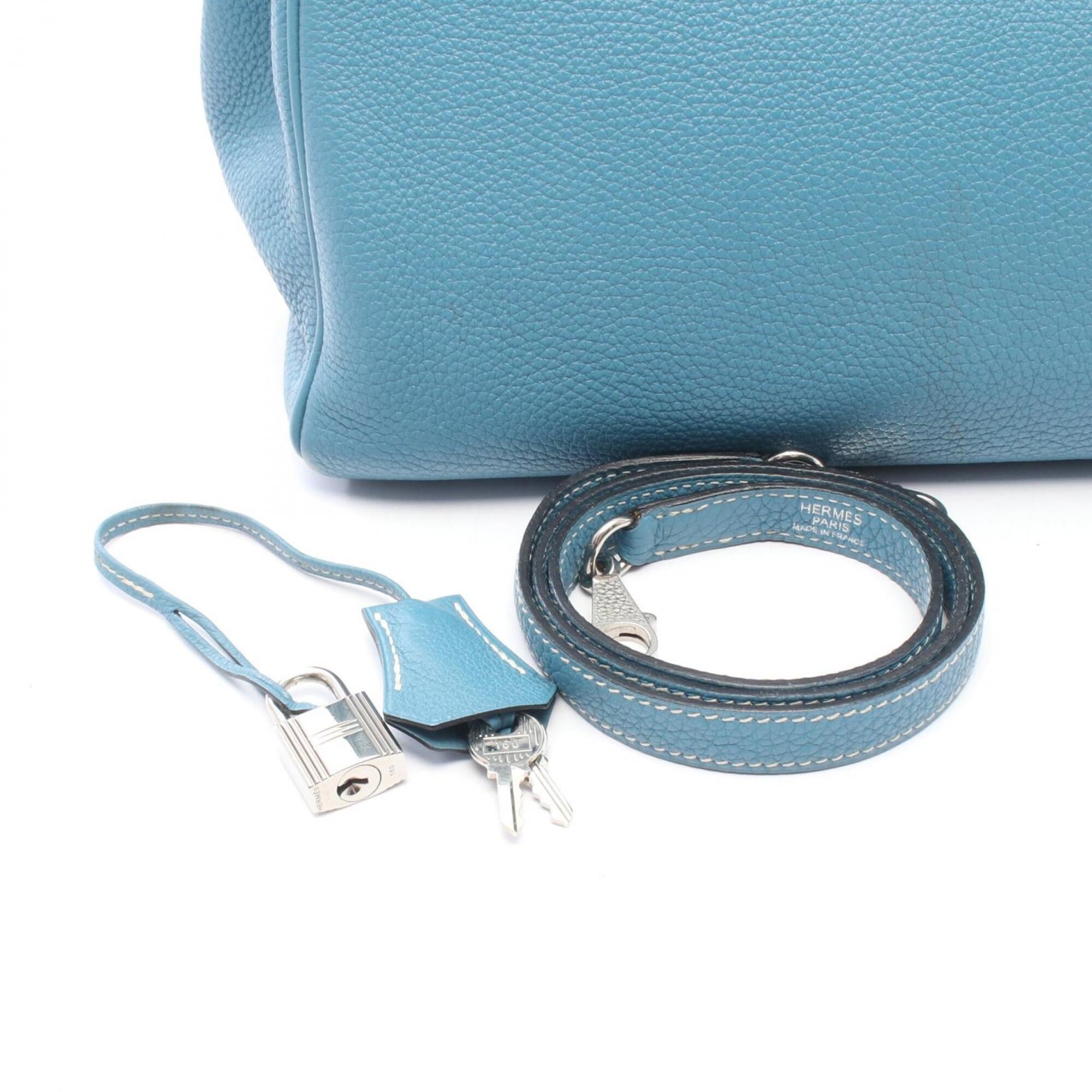 Hermes Blue Blue Jean Togo Leather Handbag (Pre-Owned)