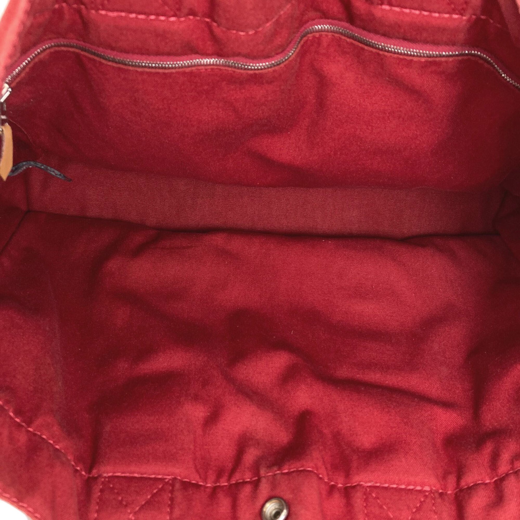 Hermes Deauville Red Color Canvas Handbag (Pre-Owned)