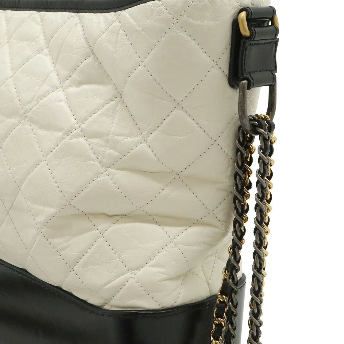Chanel Gabriel Black White Leather Shoulder Bag (Pre-Owned)