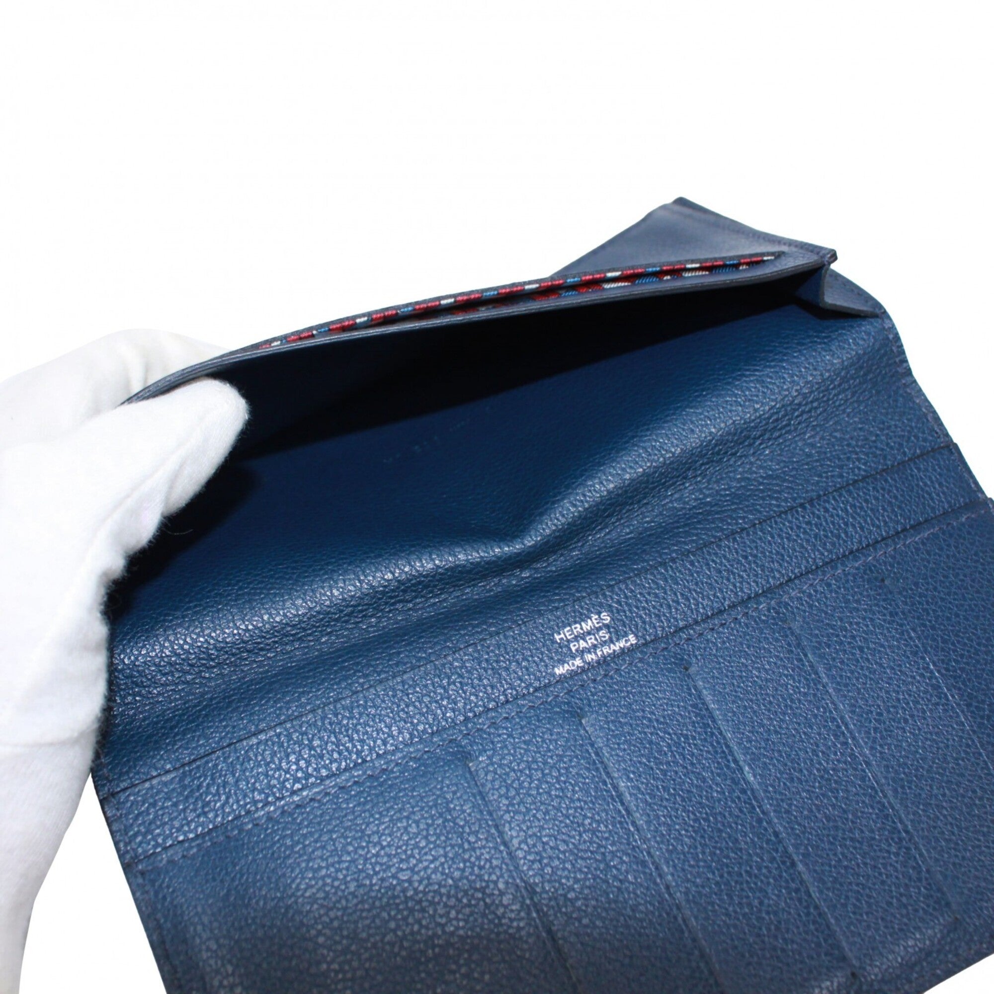 Hermes Navy Evercalf Leather Long Wallet (Bi-Fold) (Pre-Owned)