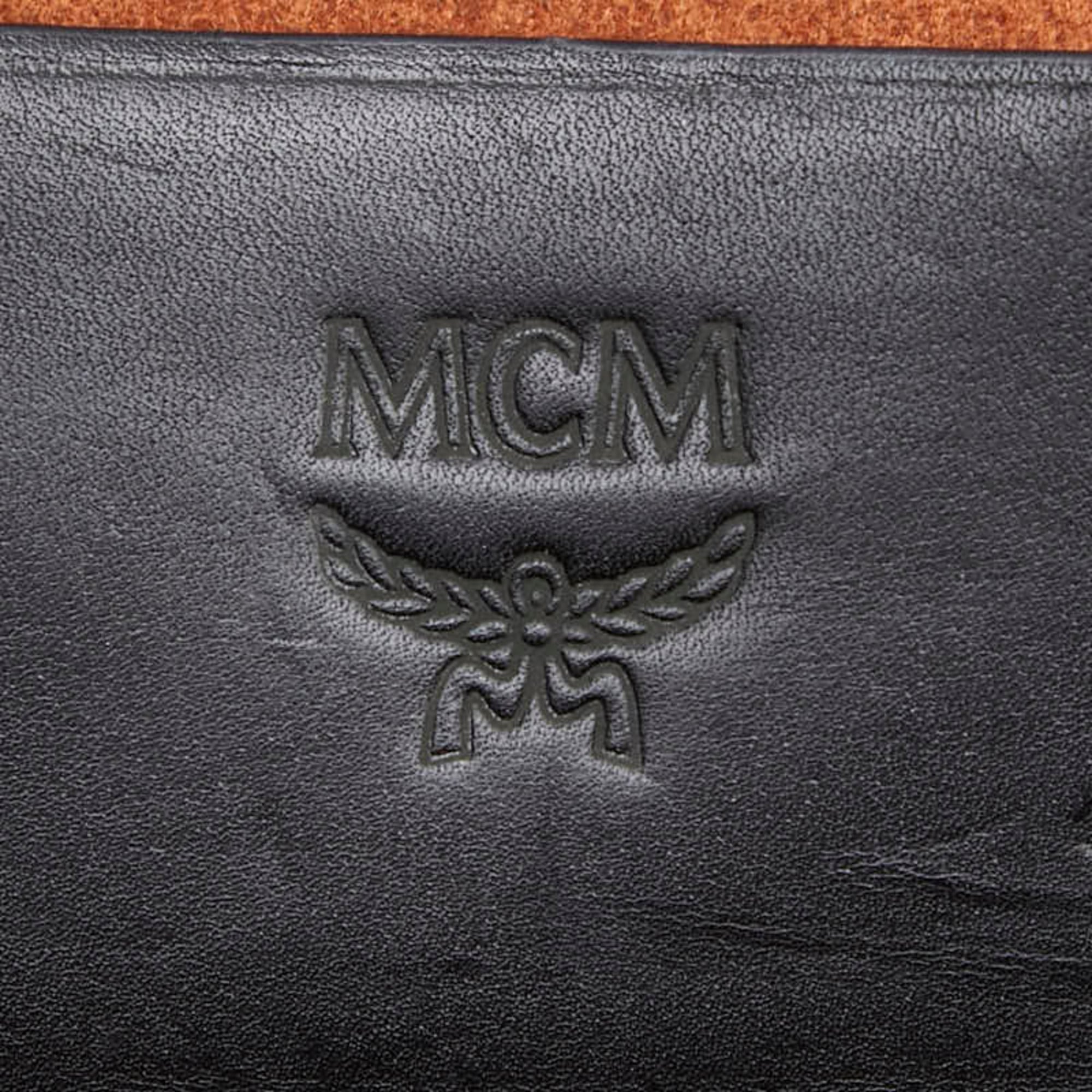 Mcm Black Red Color Leather Handbag Shoulder Bag (Pre-Owned)