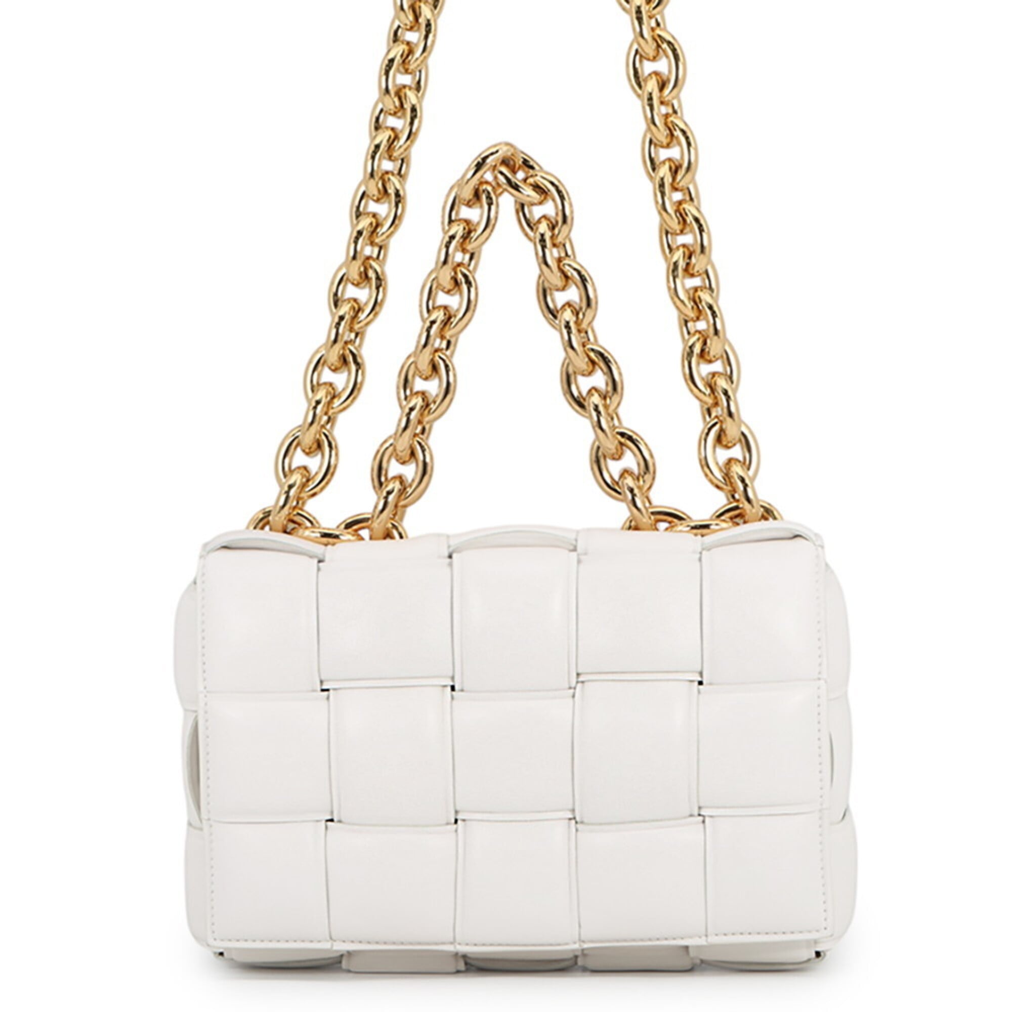 Bottega Veneta White Leather Handbag Shoulder Bag (Pre-Owned)