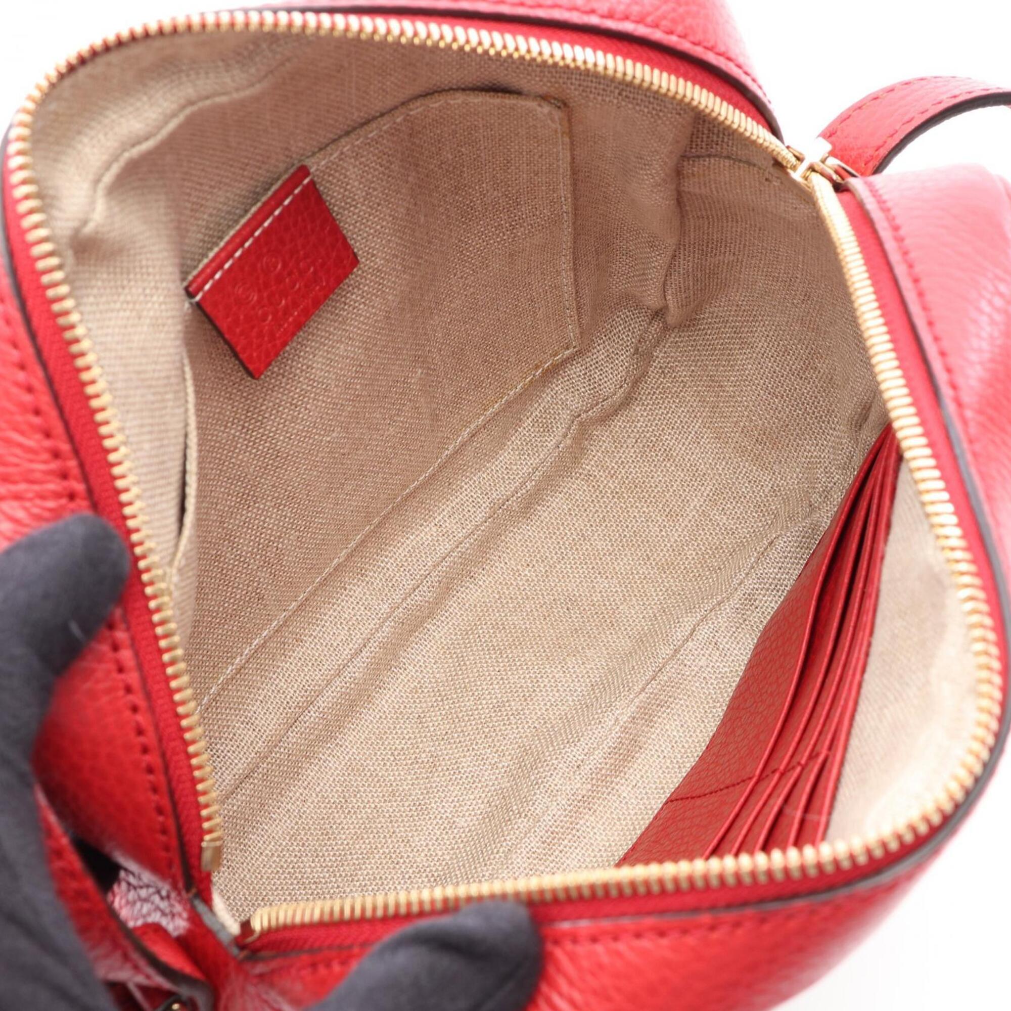 Gucci Beige Red Color Canvas Leather Handbag Shoulder Bag (Pre-Owned)