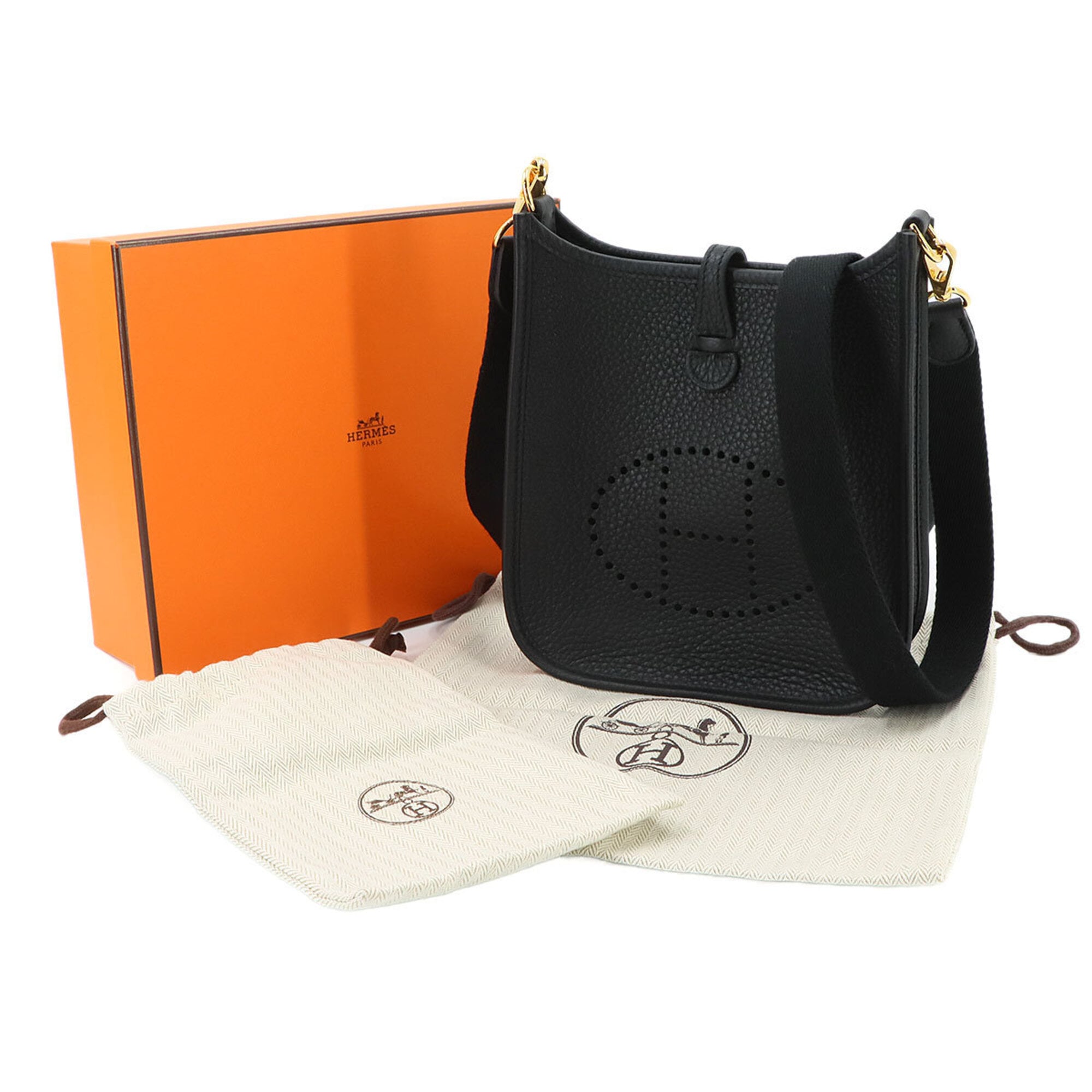Hermes Black Taurillon Clemence Leather Shoulder Bag (Pre-Owned)