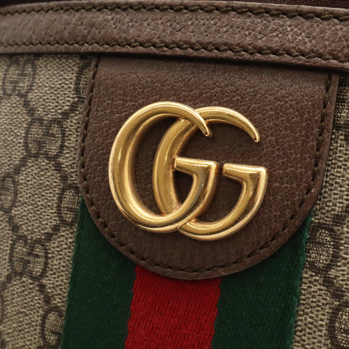 Gucci Beige Brown Green Red Color Yellow Gg Supreme Handbag (Pre-Owned)