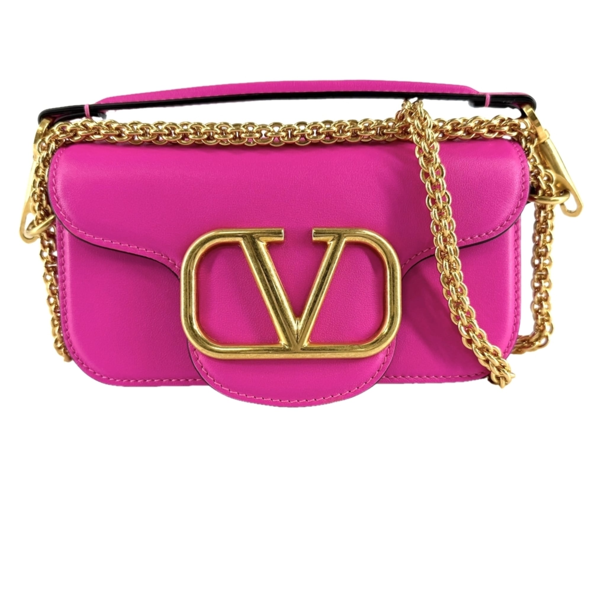 Valentino Garavani Pink White Leather Handbag Shoulder Bag (Pre-Owned)