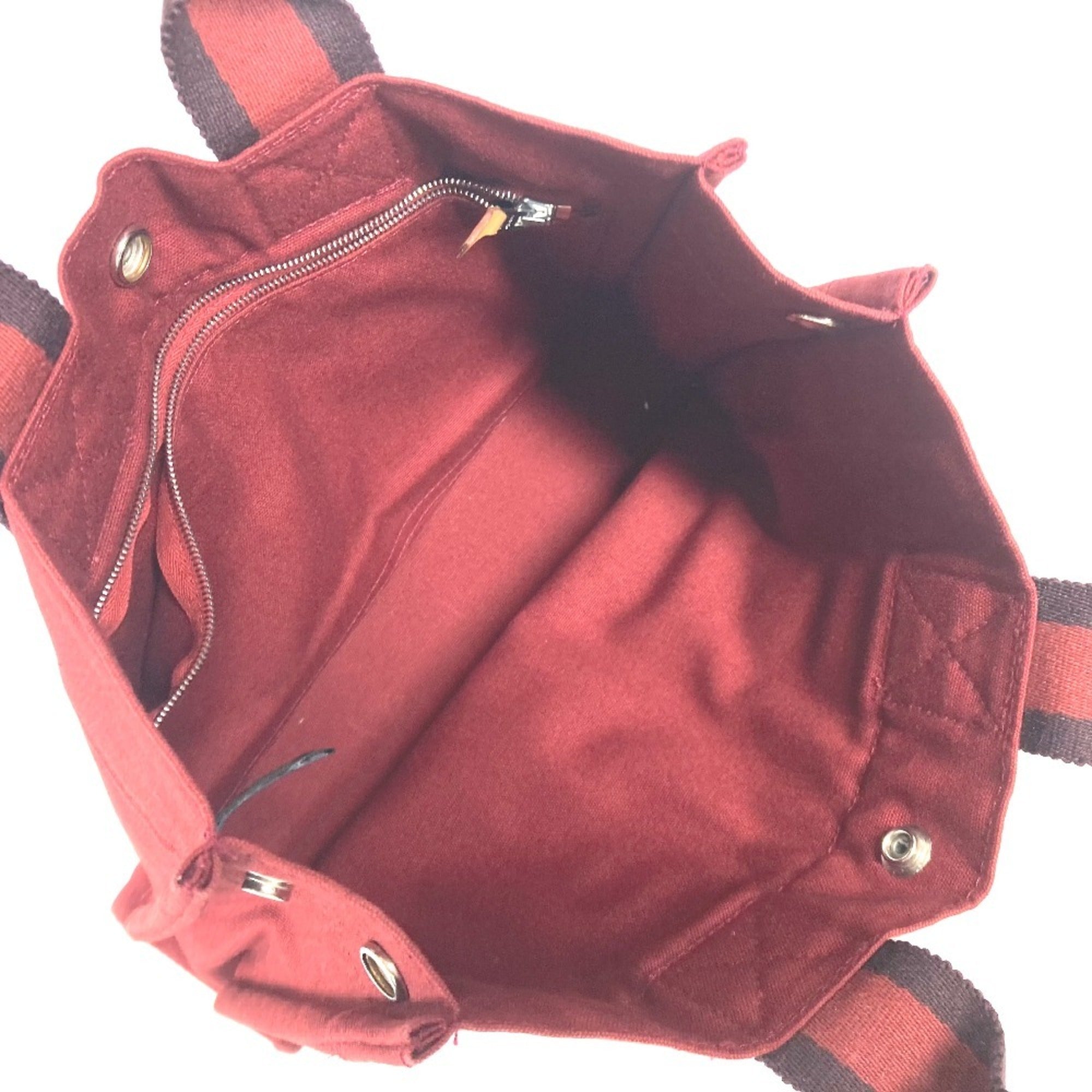 Hermes Red Color Canvas Handbag Tote Bag (Pre-Owned)