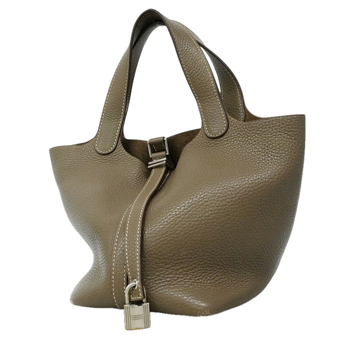 Hermes Etoupe Gray Taurillon Clemence Leather Handbag (Pre-Owned)