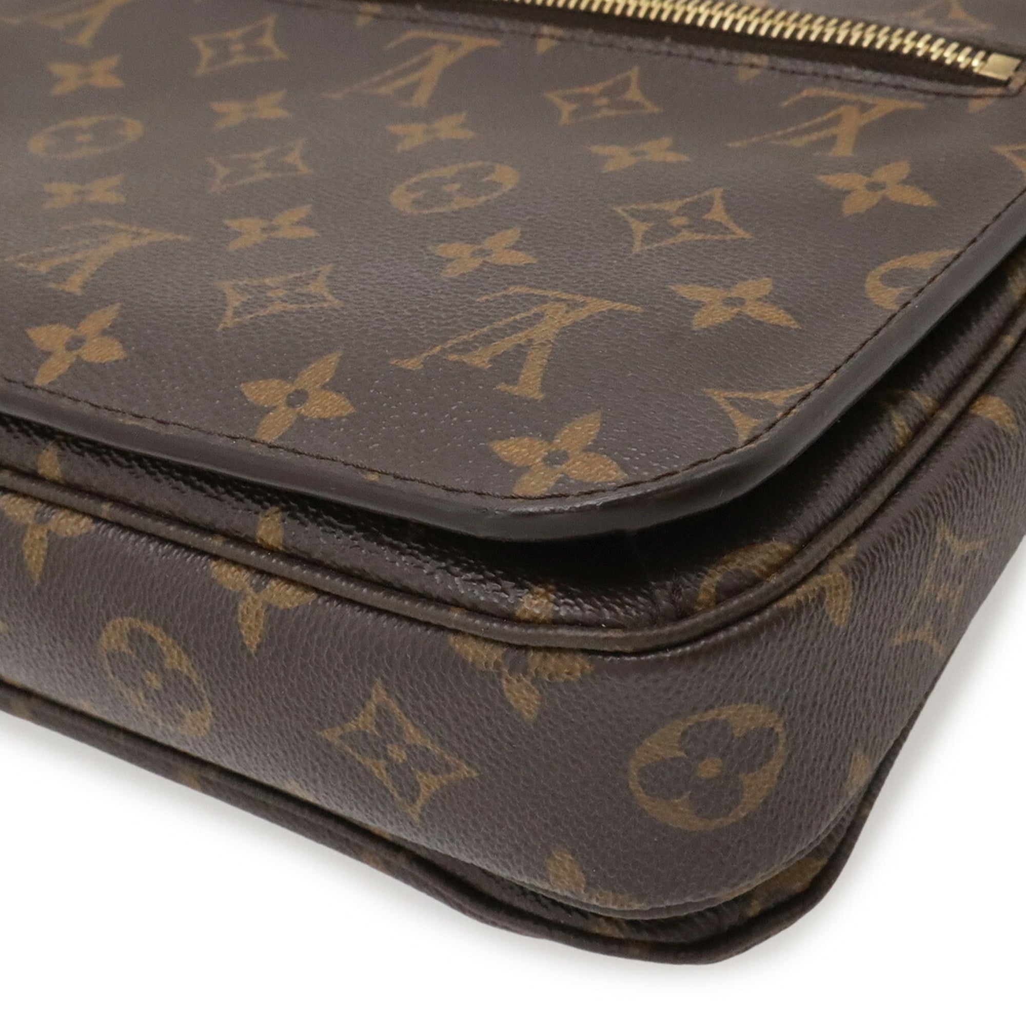Louis Vuitton Brown Monogram Canvas Clutch Bag Handbag Pochette Shoulder Bag (Pre-Owned)