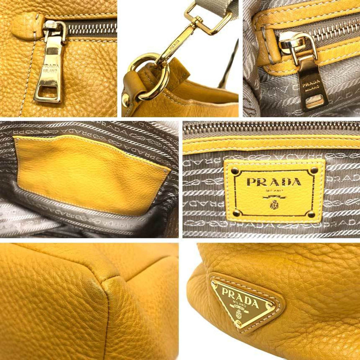 Prada Yellow Leather Shoulder Bag (Pre-Owned)