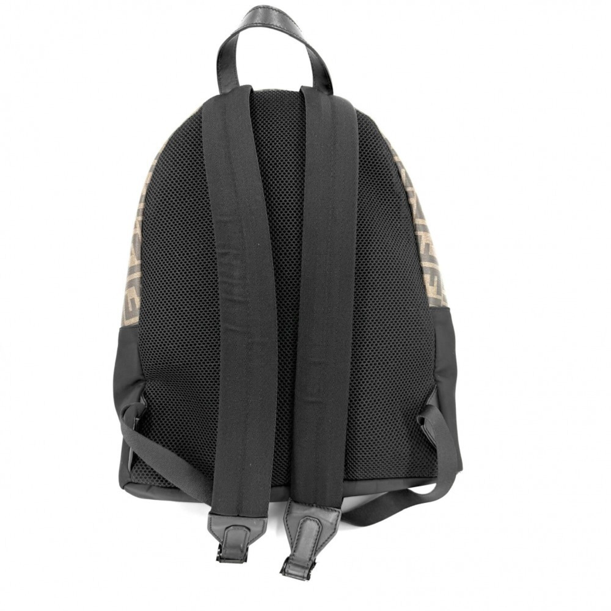 Fendi Zucca Black Brown Nylon Leather Backpack (Pre-Owned)