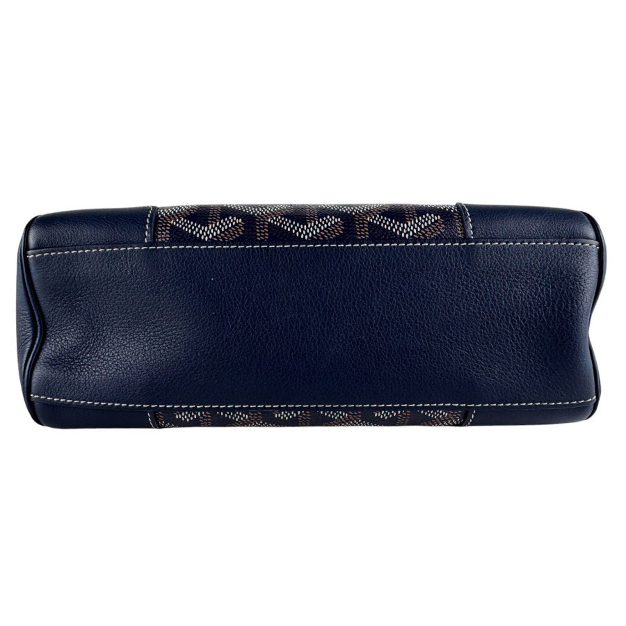 Goyard Navy Coated Canvas Leather Handbag Shoulder Bag (Pre-Owned)