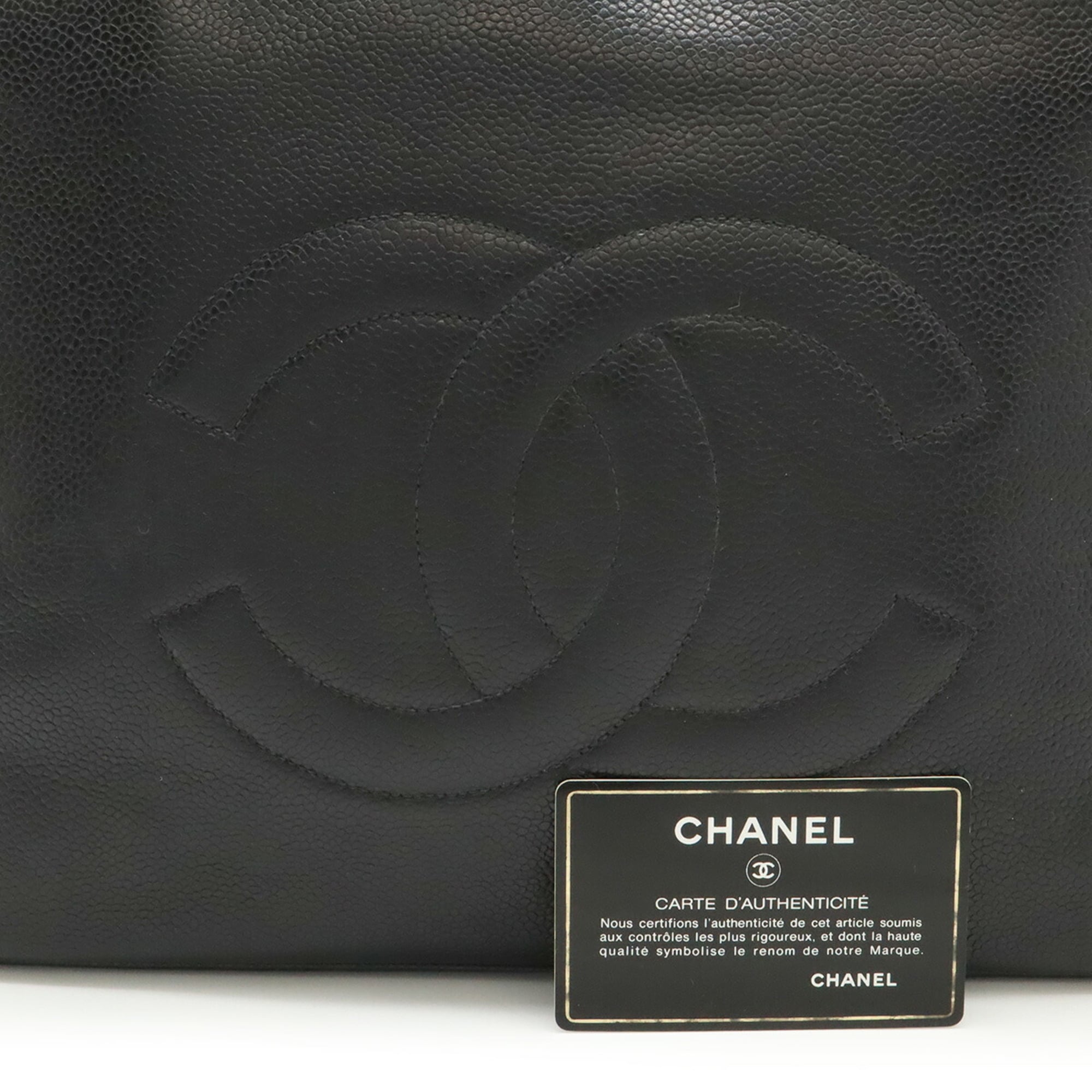 Chanel Black Grained Calfskin Shoulder Bag Tote Bag (Pre-Owned)