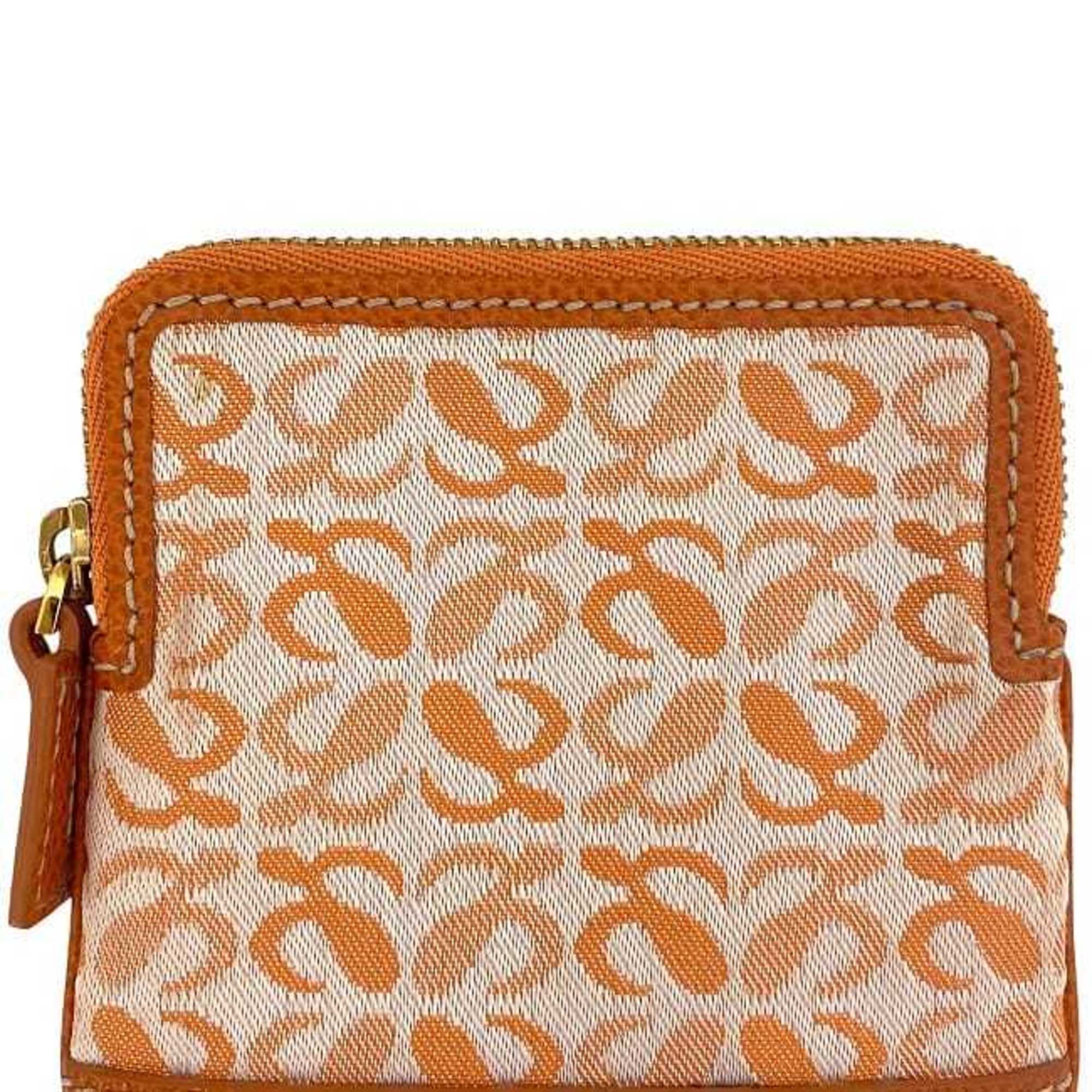 Loewe Orange Canvas Leather Coin Purse/Coin Case (Pre-Owned)