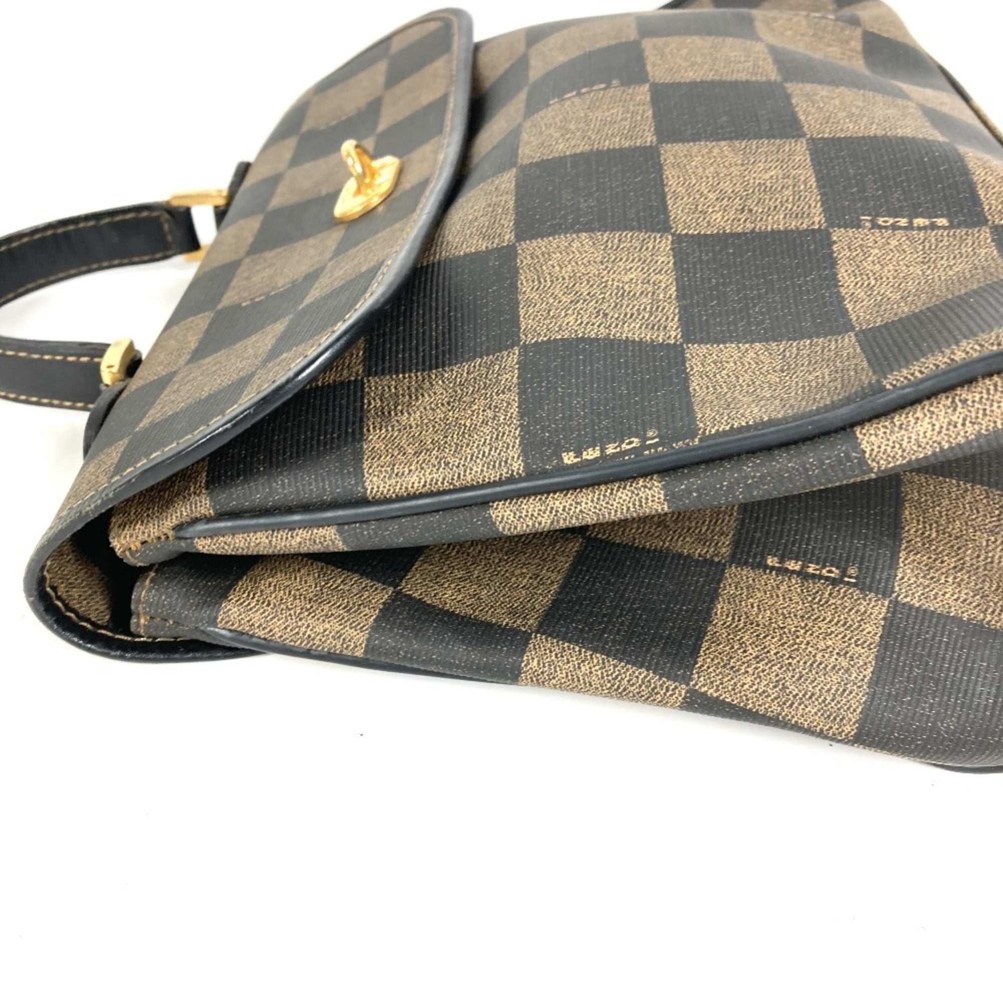 Fendi Brown Khaki Leather Pvc Handbag Tote Bag (Pre-Owned)
