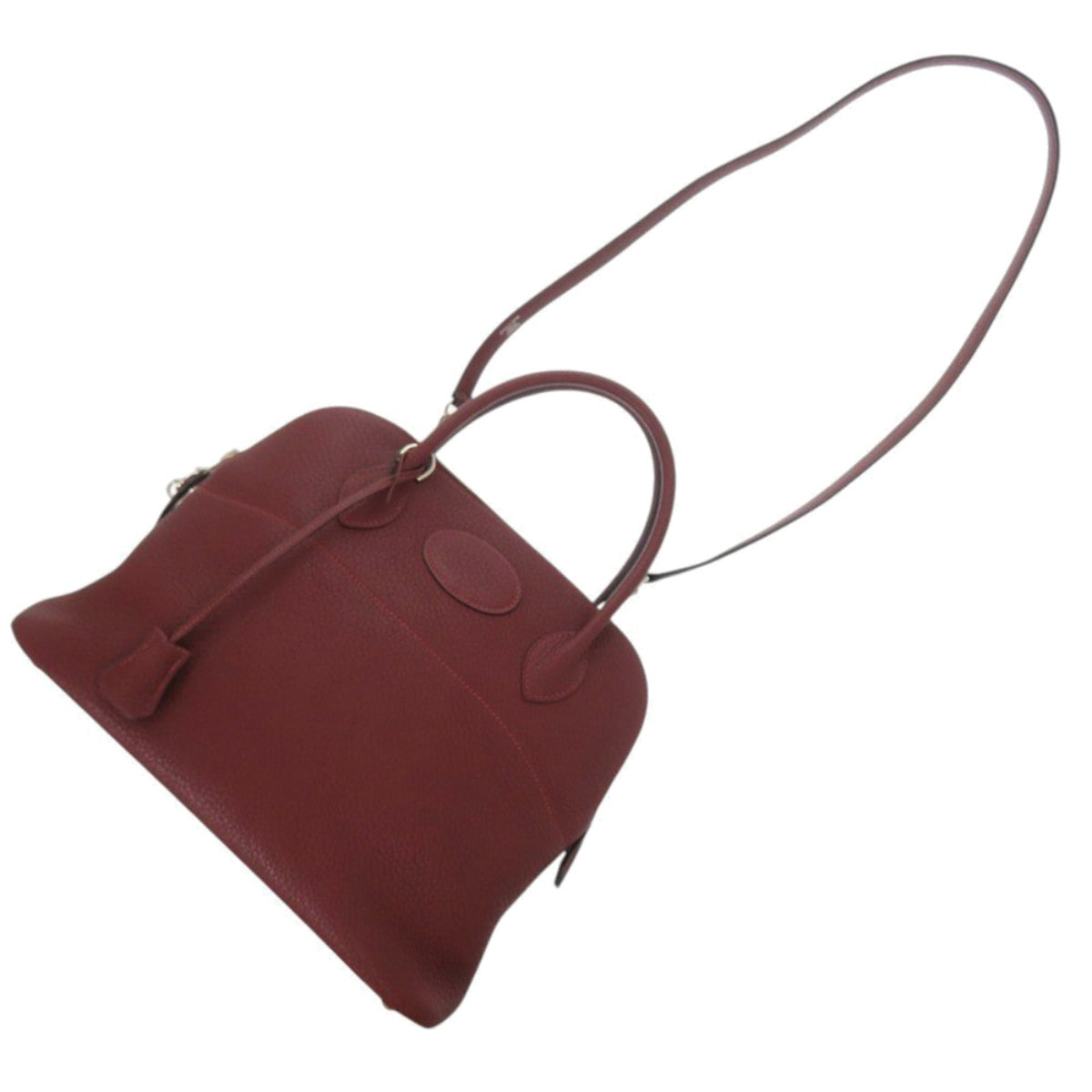 Hermes Rouge H Taurillon Clemence Leather Handbag (Pre-Owned)