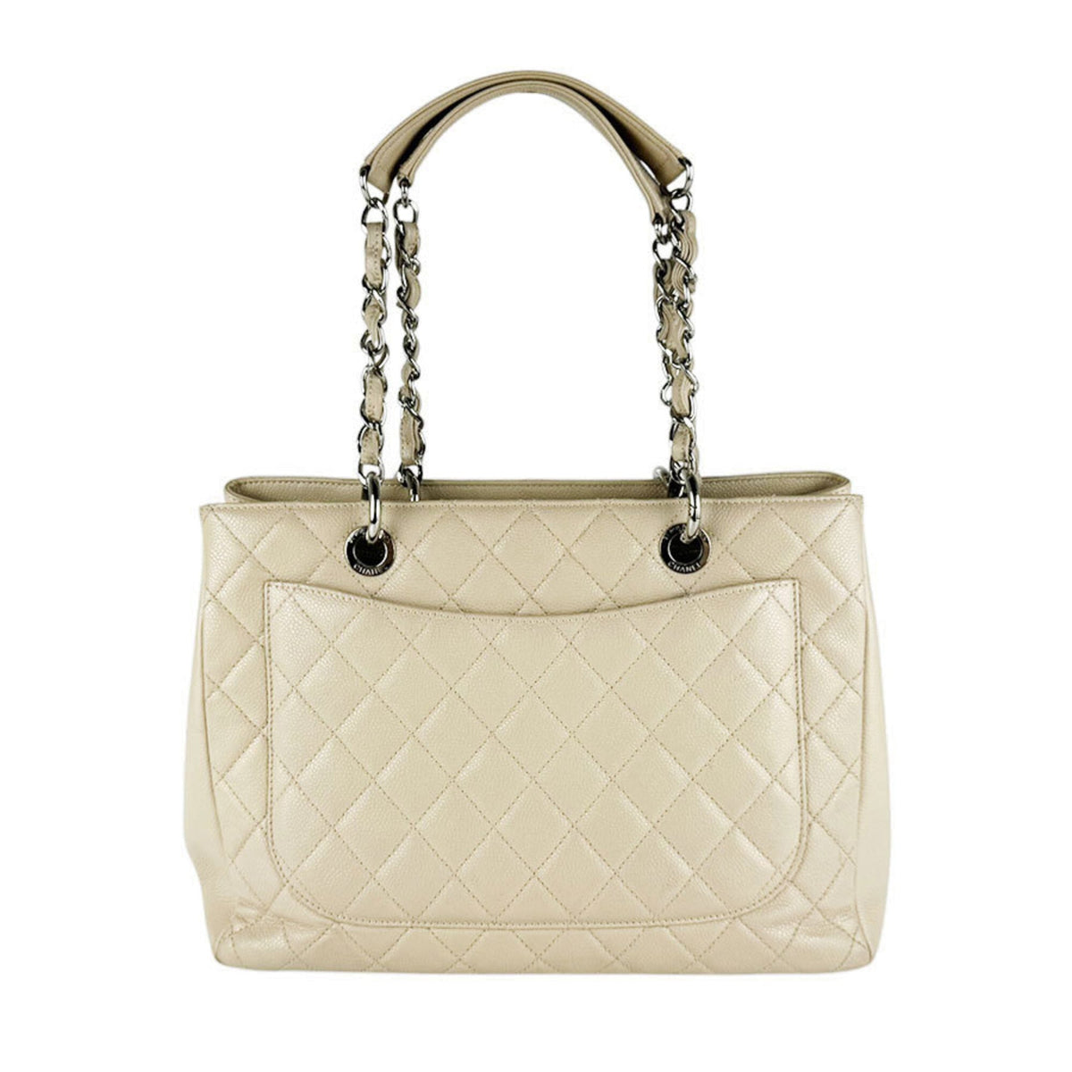 Chanel Grayish Grained Calfskin Shoulder Bag Tote Bag (Pre-Owned)