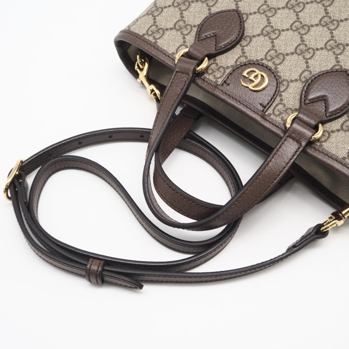 Gucci Ophidia Beige Brown Coated Canvas Handbag Tote Bag (Pre-Owned)