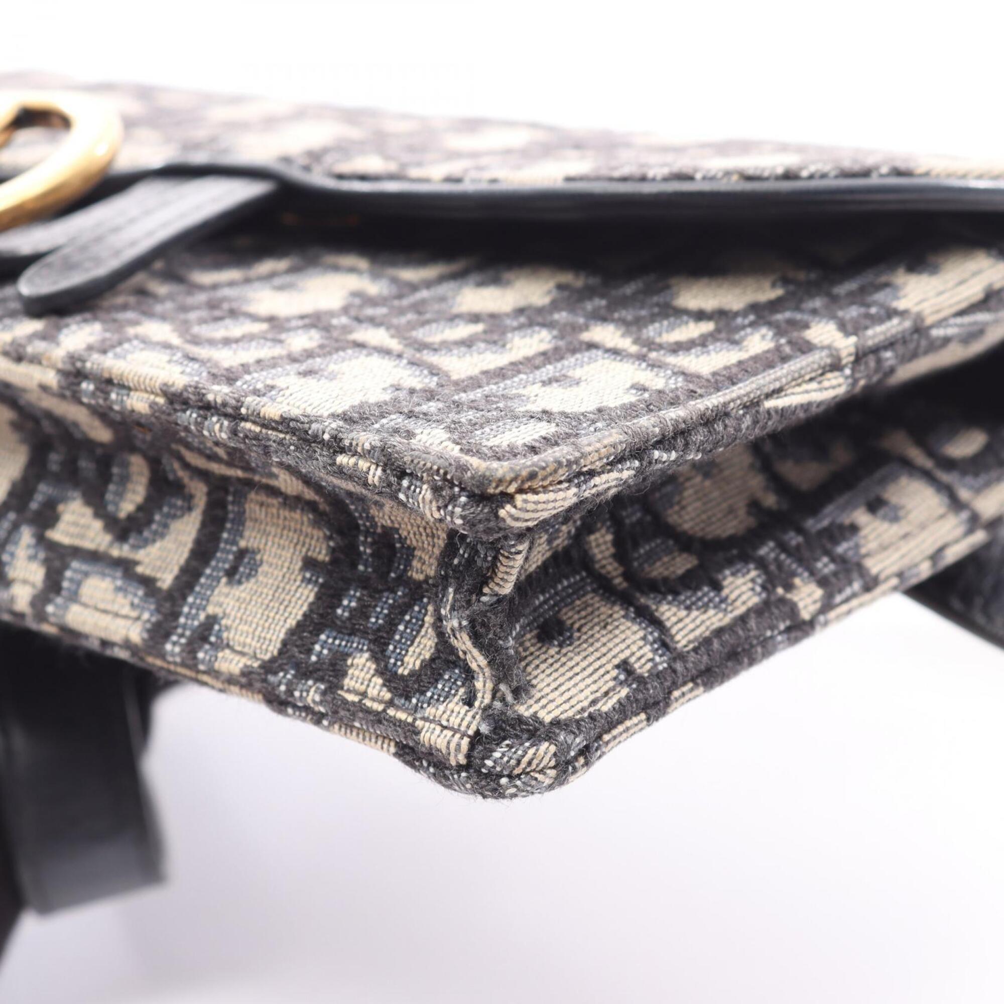 Christian Dior Ivory Navy Canvas Leather Fanny Pack Handbag Saddle Bag (Pre-Owned)