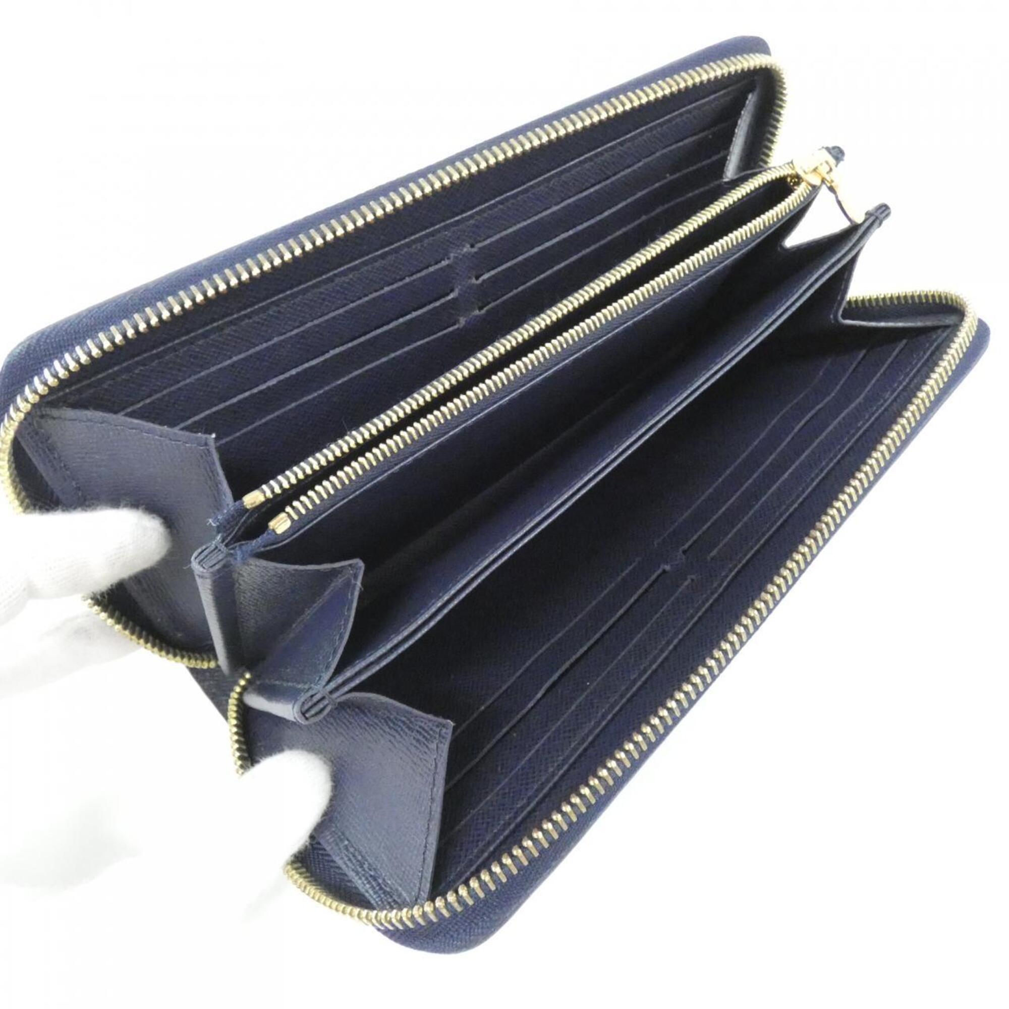 Louis Vuitton Navy Leather Long Wallet (Bi-Fold) (Pre-Owned)