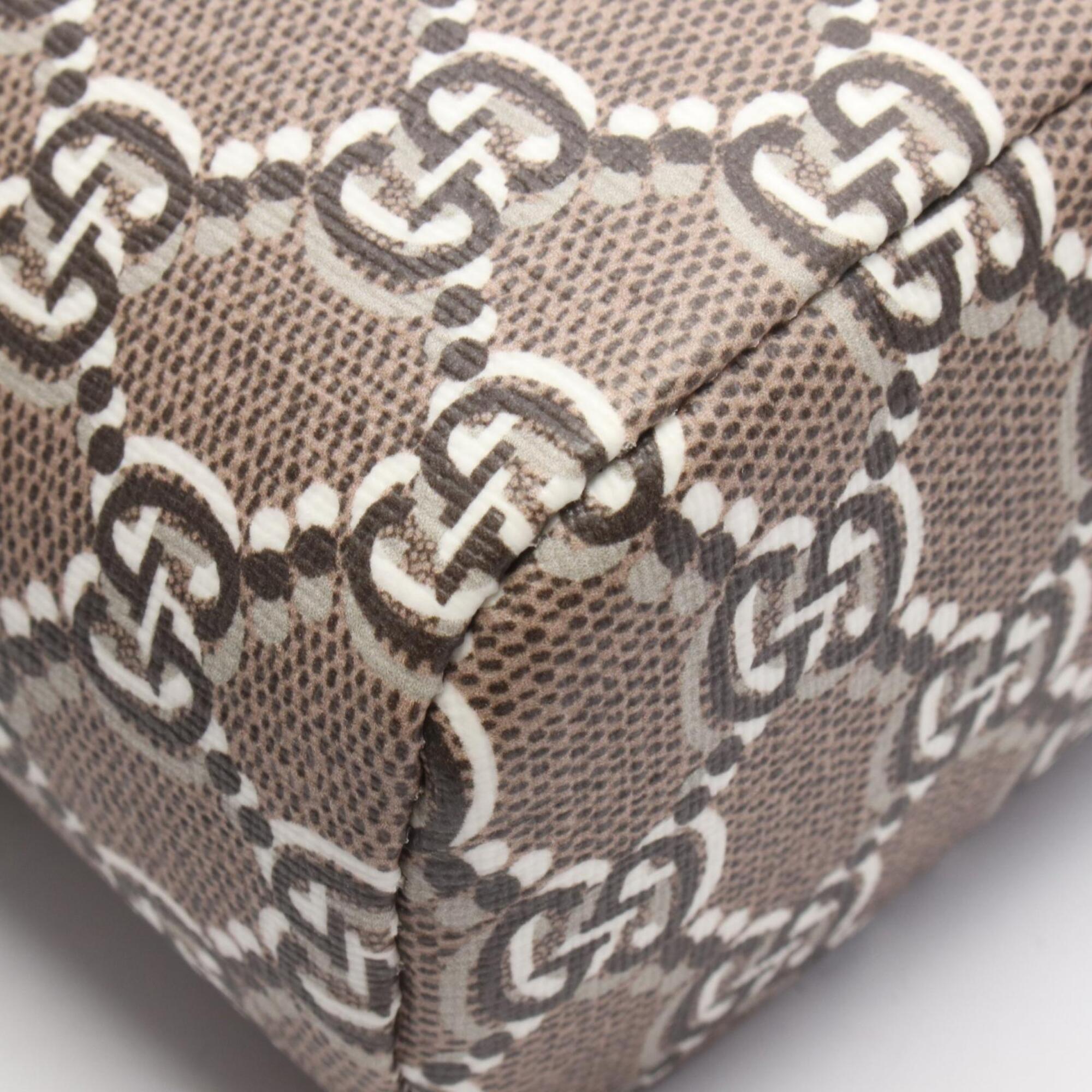 Gucci Brown Gray Multi-Color Pvc Coated Canvas Leather Handbag (Pre-Owned)
