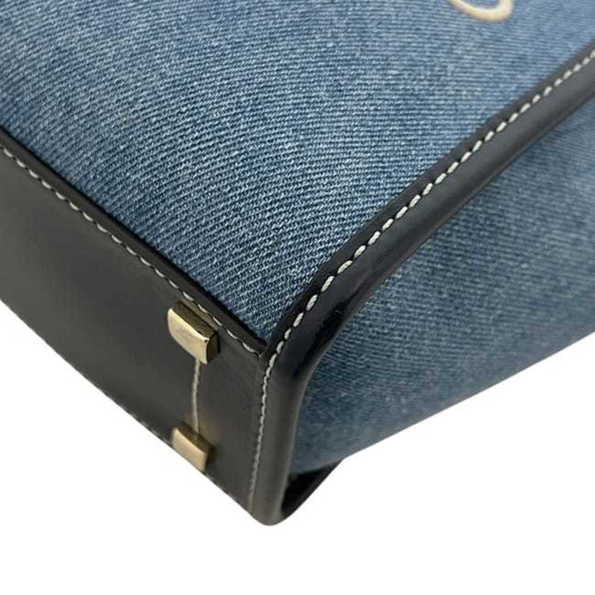 Jimmy Choo Blue Navy Denim Leather Handbag Shoulder Bag (Pre-Owned)