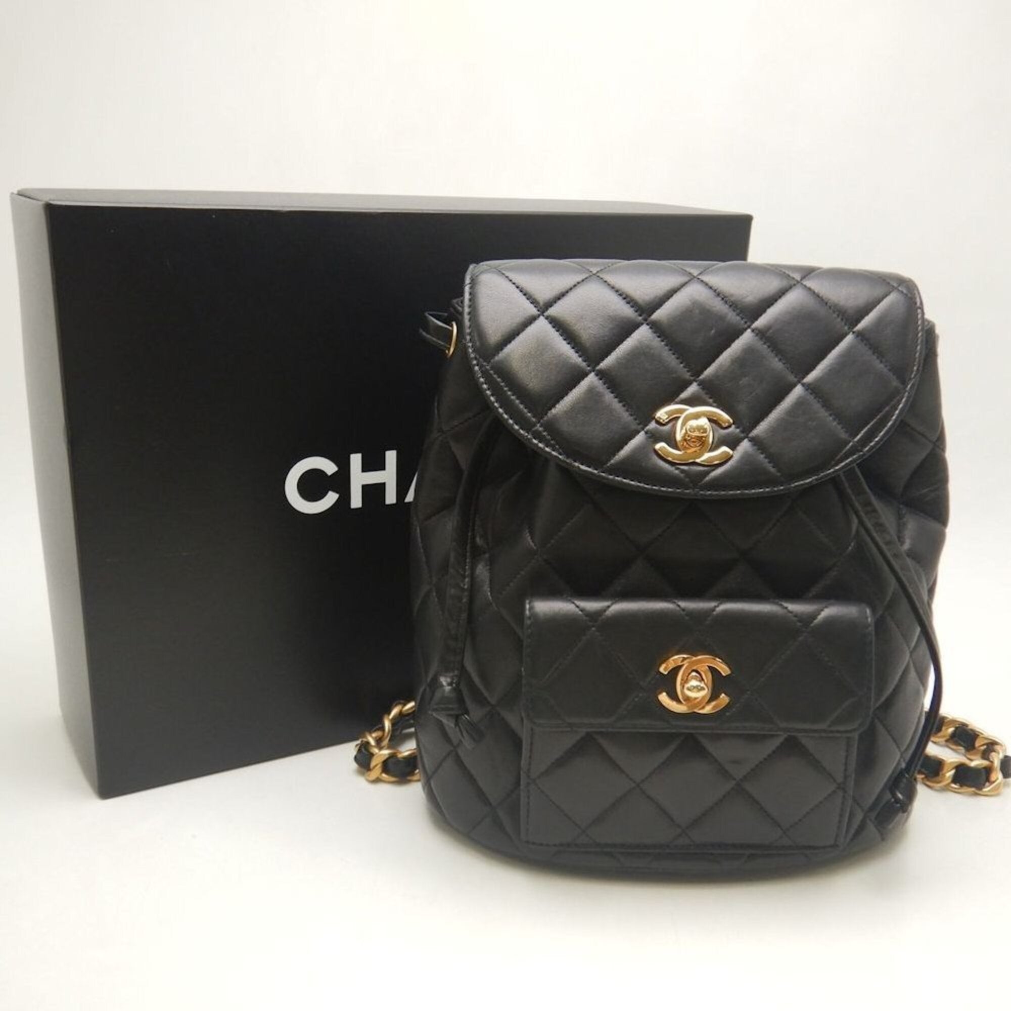 Chanel Matelasse Black Leather Backpack (Pre-Owned)